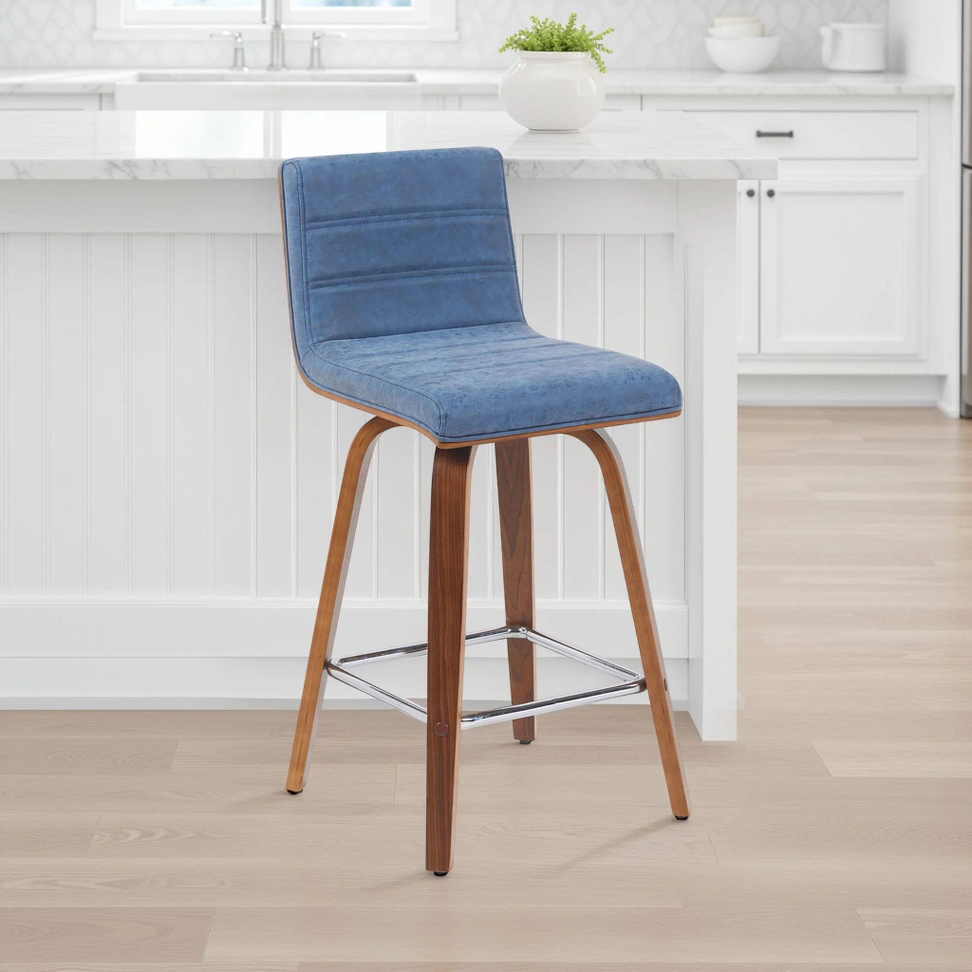 Vienna - Modern Counter Height Swivel Bar Stool - Walnut Finished Wood Frame - Image 37