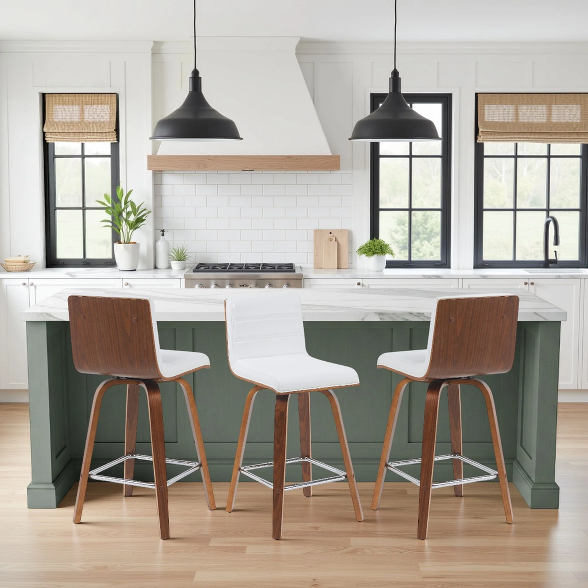 Vienna - Modern Counter Height Swivel Bar Stool - Walnut Finished Wood Frame - Image 48