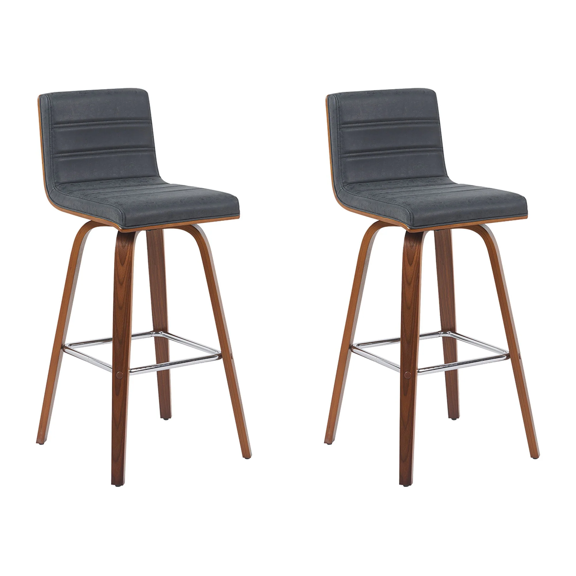 Vienna - Modern Swivel Bar Height Stool - Walnut Finished Wood Frame - Image 8