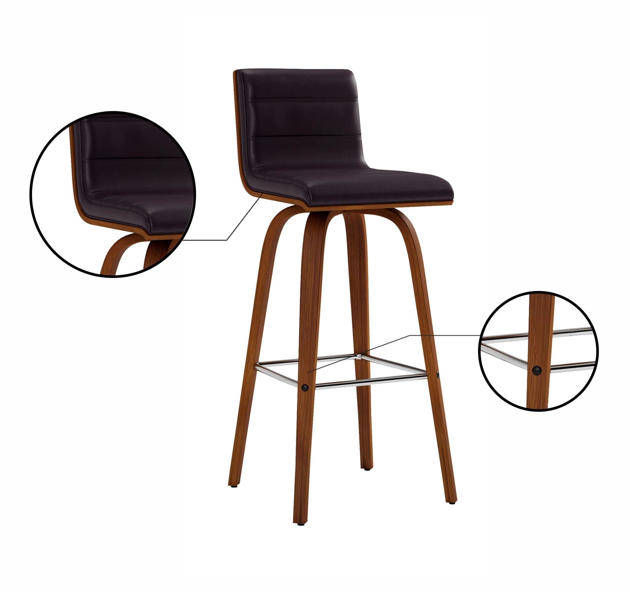 Vienna - 30" Swivel Bar Stool - Walnut Wood - Image 25