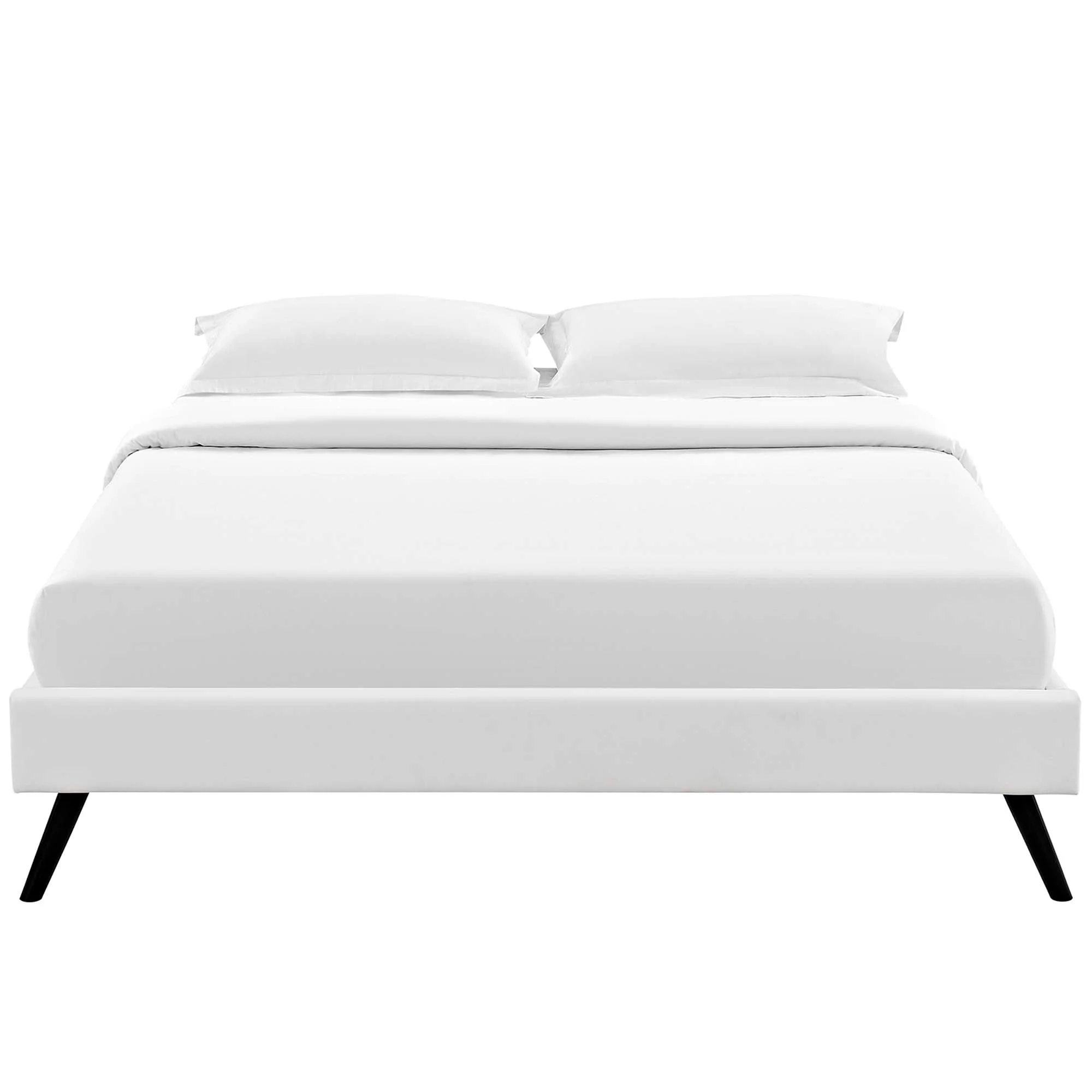 Vinyl Upholstered Platform Bed with Round Splayed Legs - Image 4
