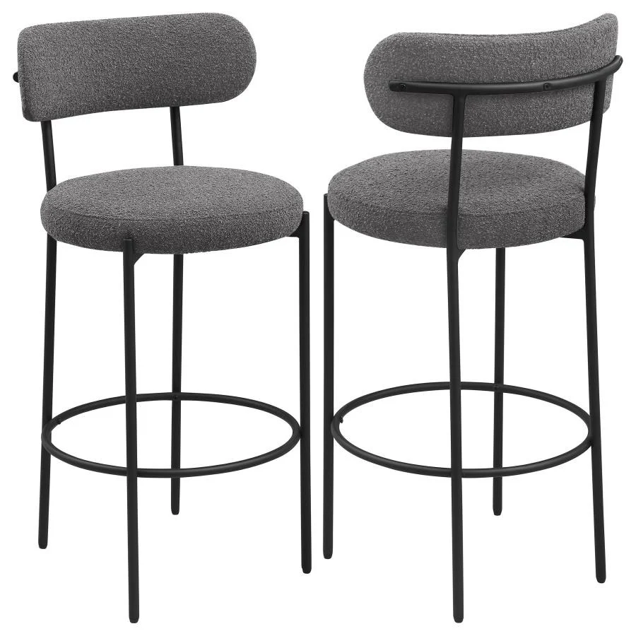 Viola Boucle Upholstered Bar and Counter Stool Pair in Gray - Image 12