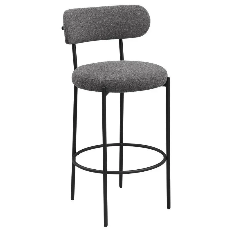 Viola Boucle Upholstered Bar and Counter Stool Pair in Gray - Image 6