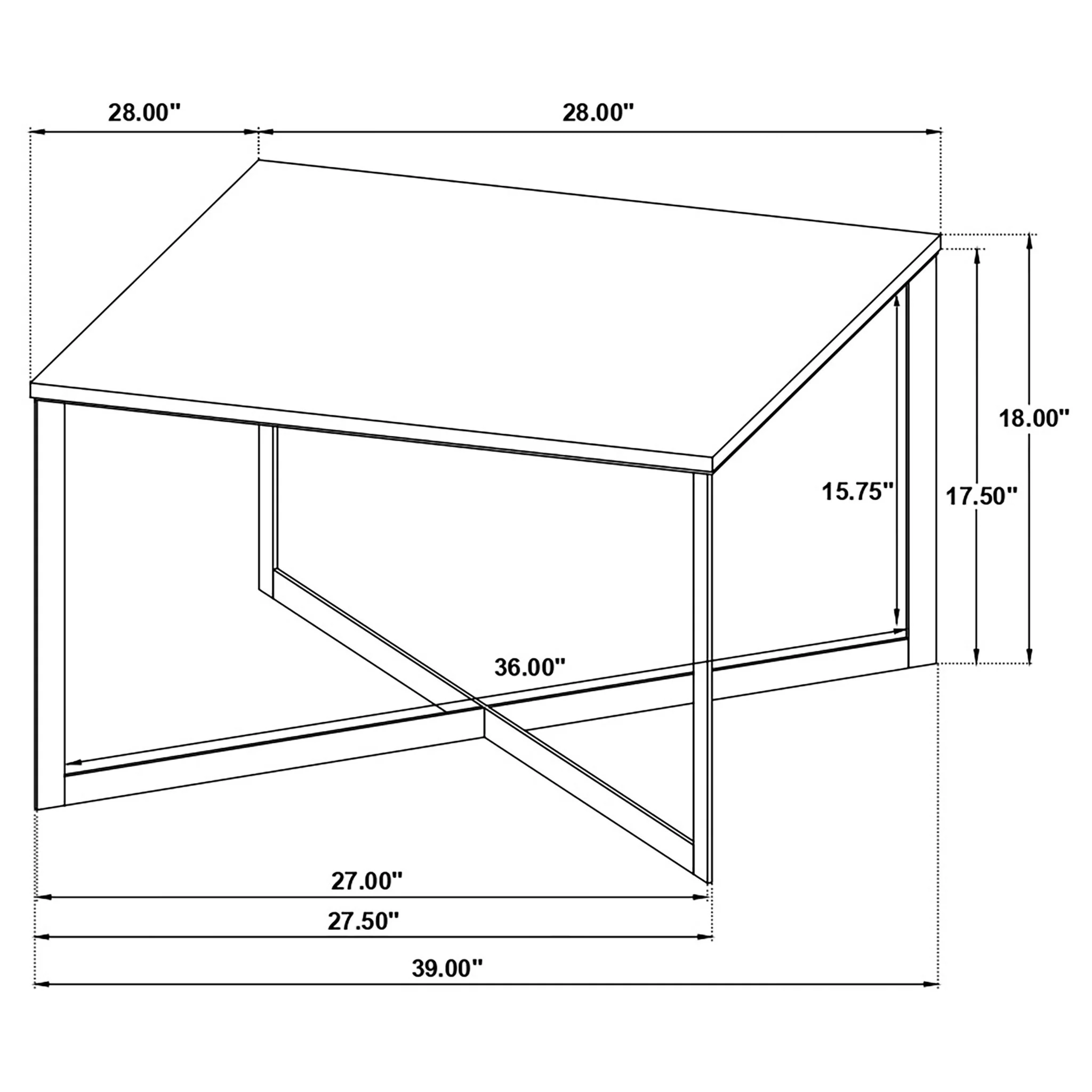 Volz - Square Coffee Table With Crisscross Base - White Marble - Image 6