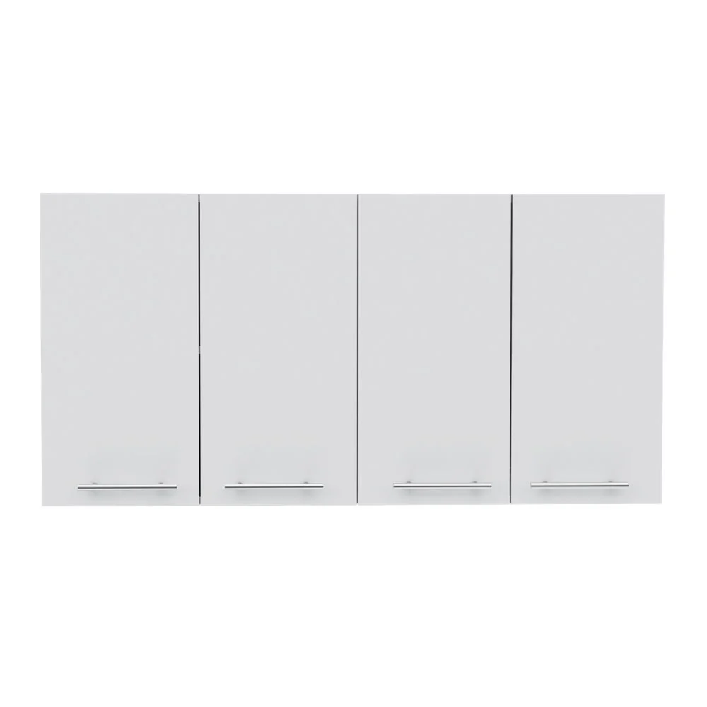 Wall Cabinet Four Doors, With Two Internal Shelves And Internal Plate And Glass Organizer - White - Image 3