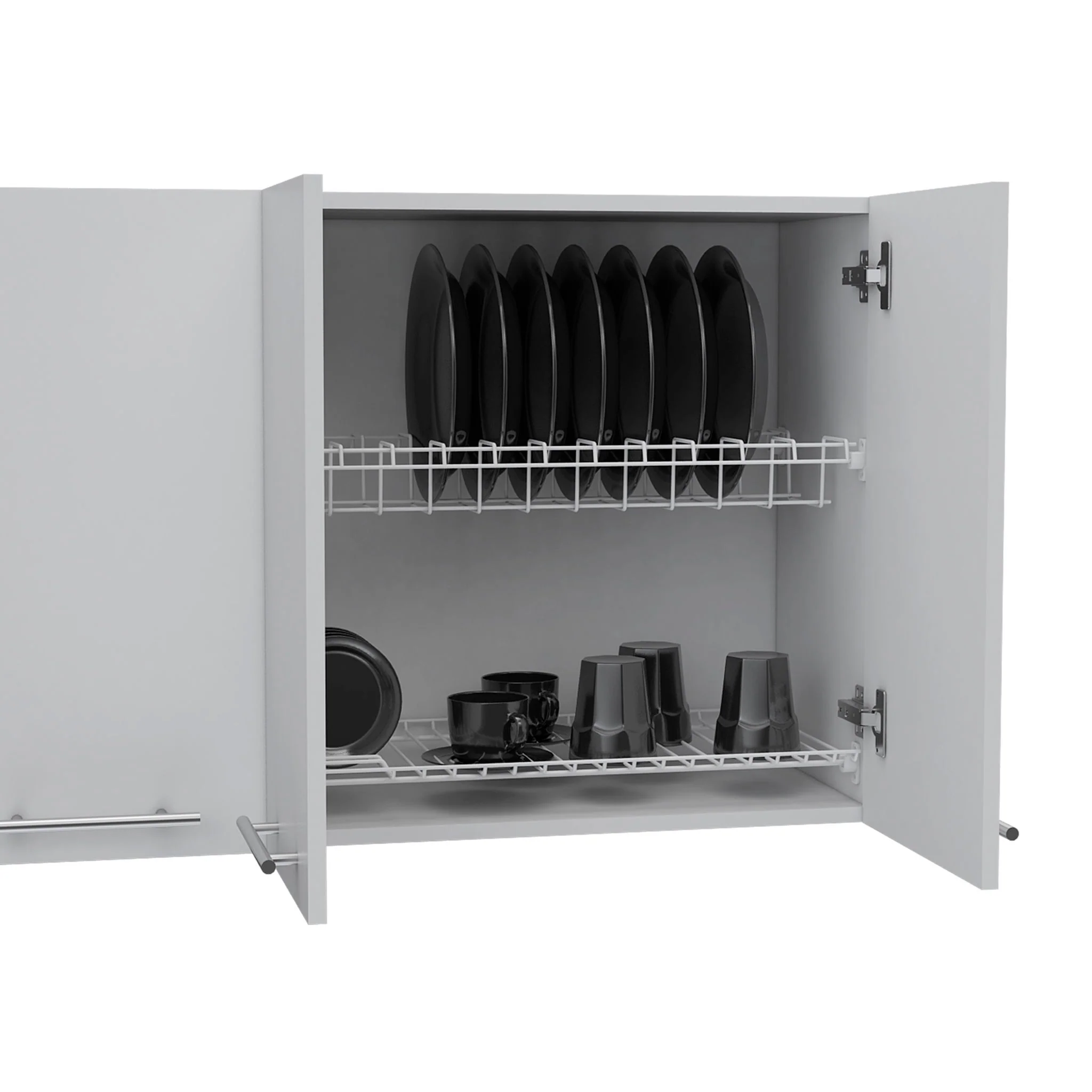 Wall Cabinet Four Doors, With Two Internal Shelves And Internal Plate And Glass Organizer - White - Image 4