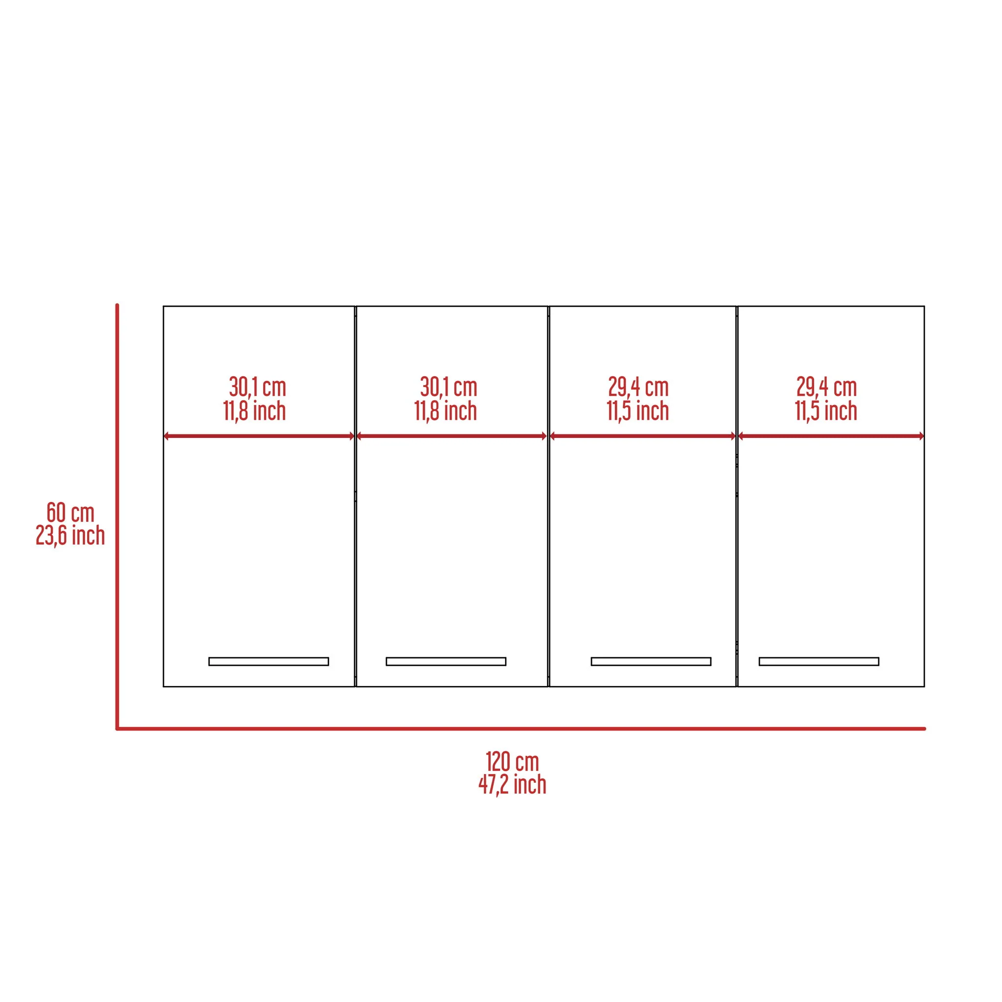 Wall Cabinet Four Doors, With Two Internal Shelves And Internal Plate And Glass Organizer - White - Image 5