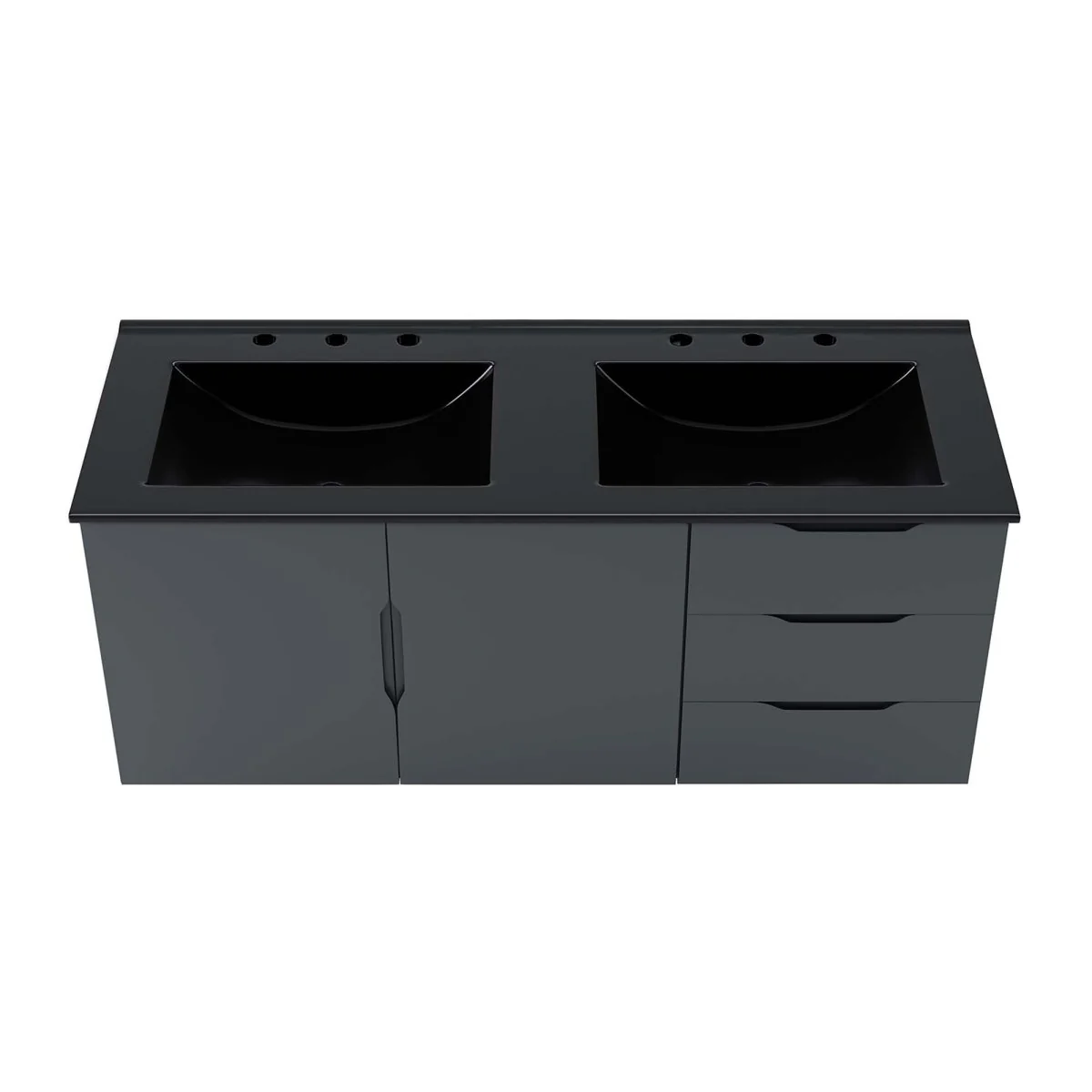 Wall-Mount Bathroom Vanity with Integrated Sink – Modern Floating Bath Cabinet - Image 124