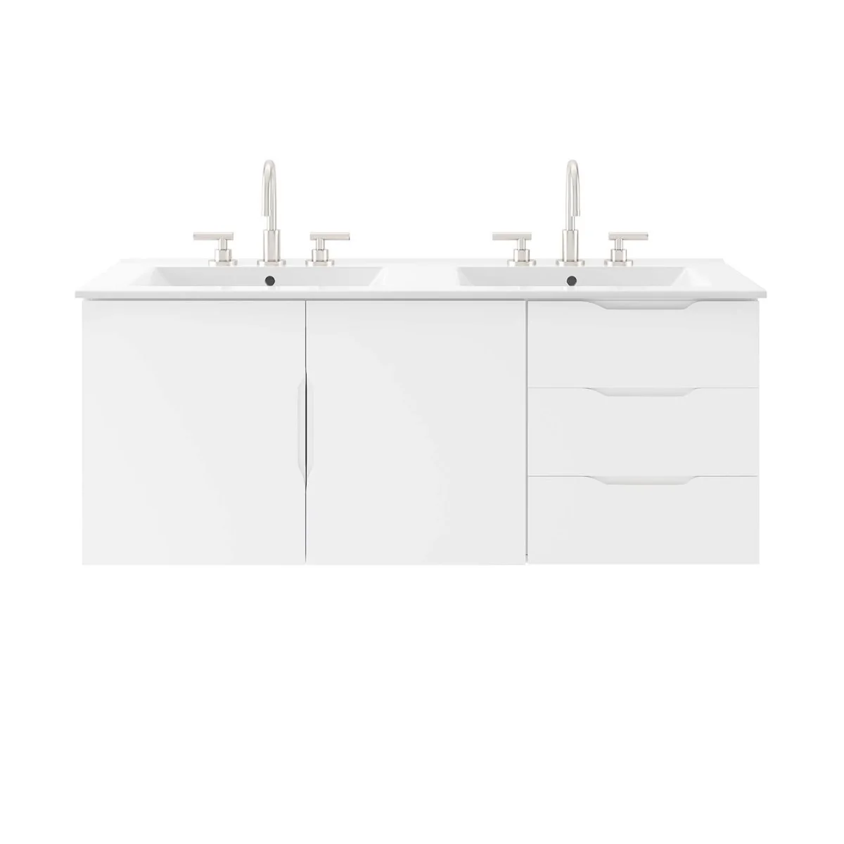 Wall-Mount Bathroom Vanity with Integrated Sink – Modern Floating Bath Cabinet - Image 141