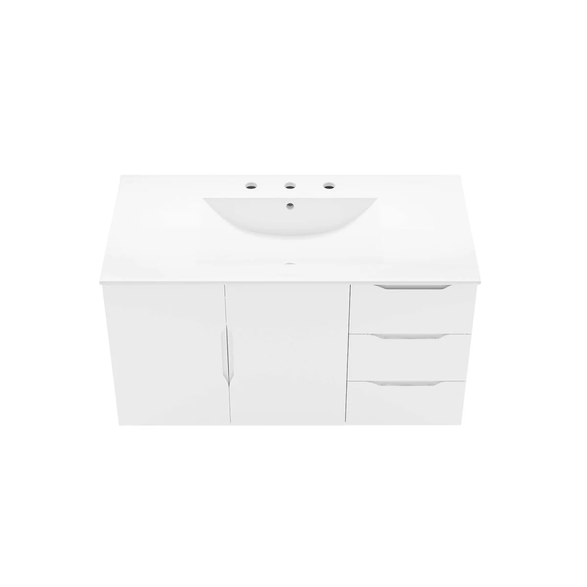 Wall-Mount Bathroom Vanity with Integrated Sink – Modern Floating Bath Cabinet - Image 70