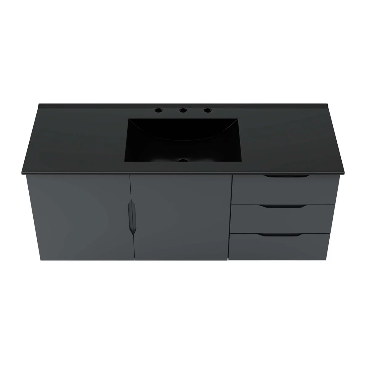 Wall-Mount Bathroom Vanity with Integrated Sink – Modern Floating Bath Cabinet - Image 97