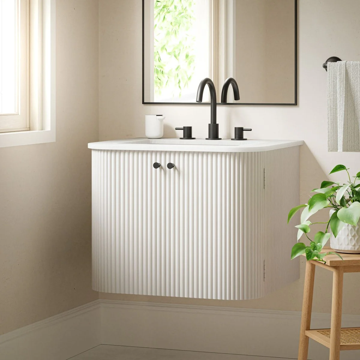Wall-Mount Bathroom Vanity with Marble Sink, Multiple Size and Finish Options - Image 22