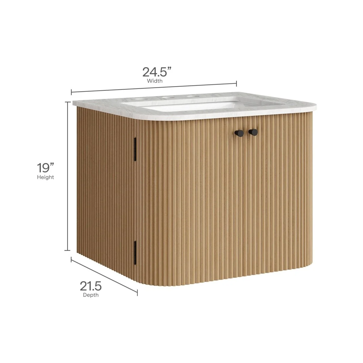Wall-Mount Bathroom Vanity with Marble Sink, Multiple Size and Finish Options - Image 25