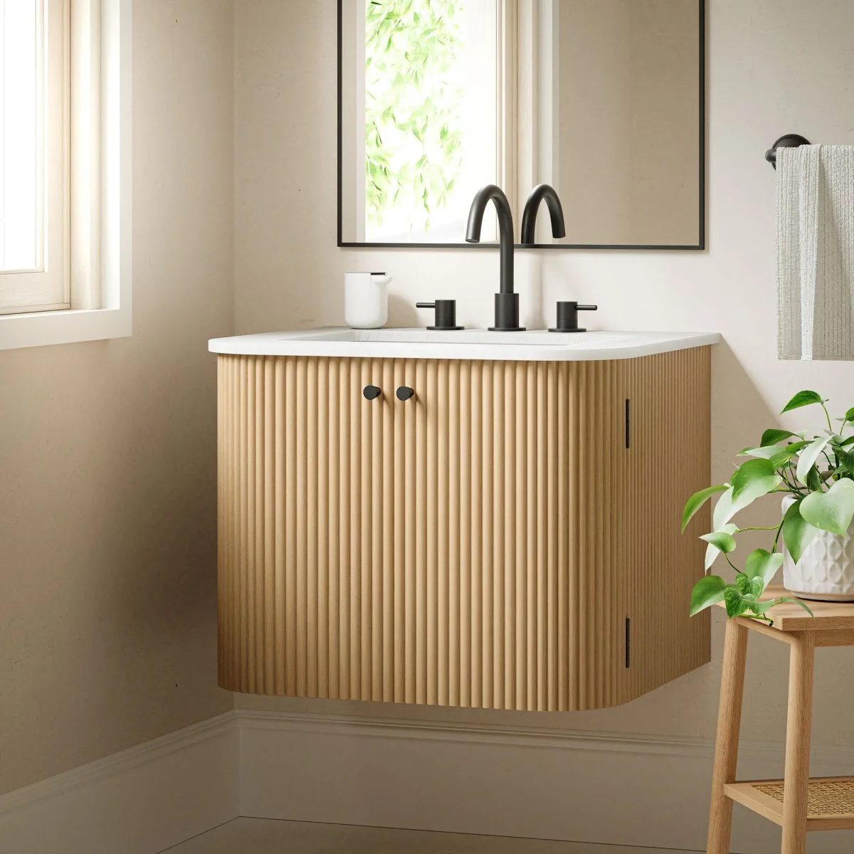 Wall-Mount Bathroom Vanity with Marble Sink, Multiple Size and Finish Options - Image 33