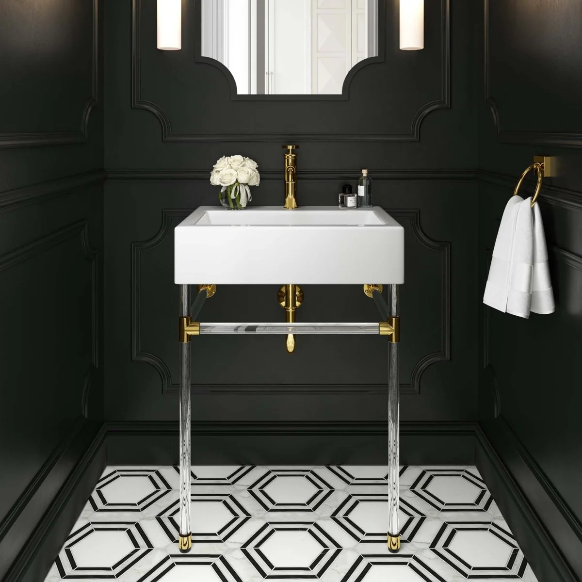 Wall-Mount Bathroom Vanity with Sink — Stainless Steel and Acrylic Construction - Image 16