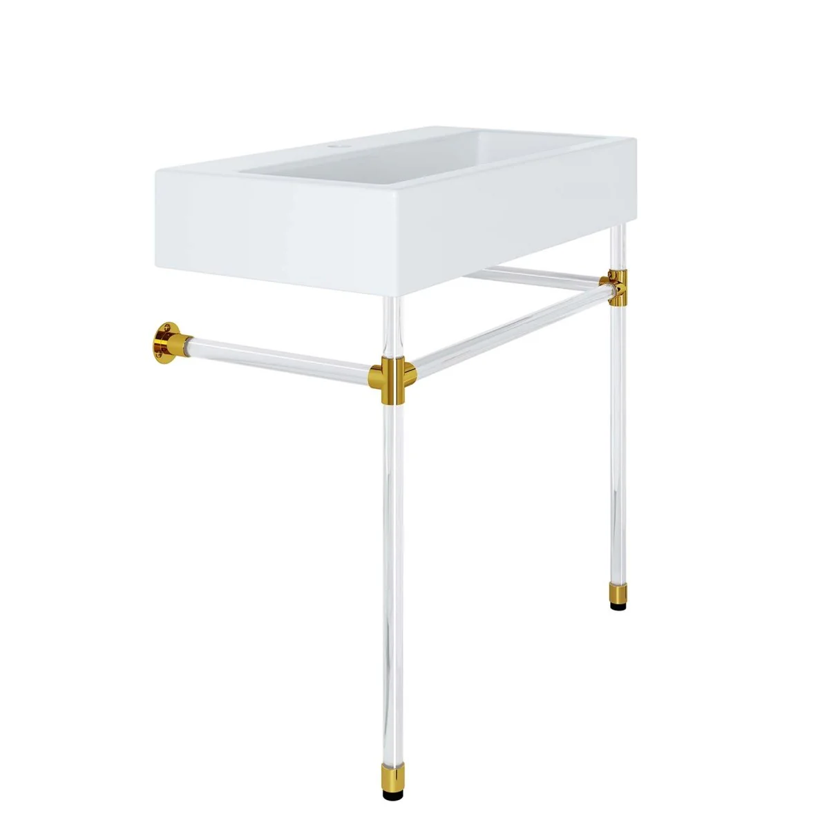 Wall-Mount Bathroom Vanity with Sink — Stainless Steel and Acrylic Construction - Image 35