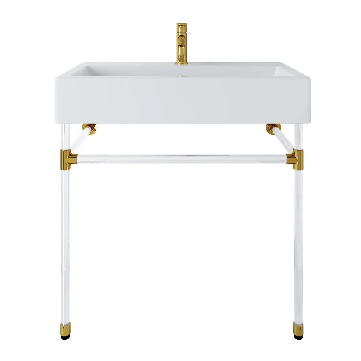 Wall-Mount Bathroom Vanity with Sink — Stainless Steel and Acrylic Construction - Image 37