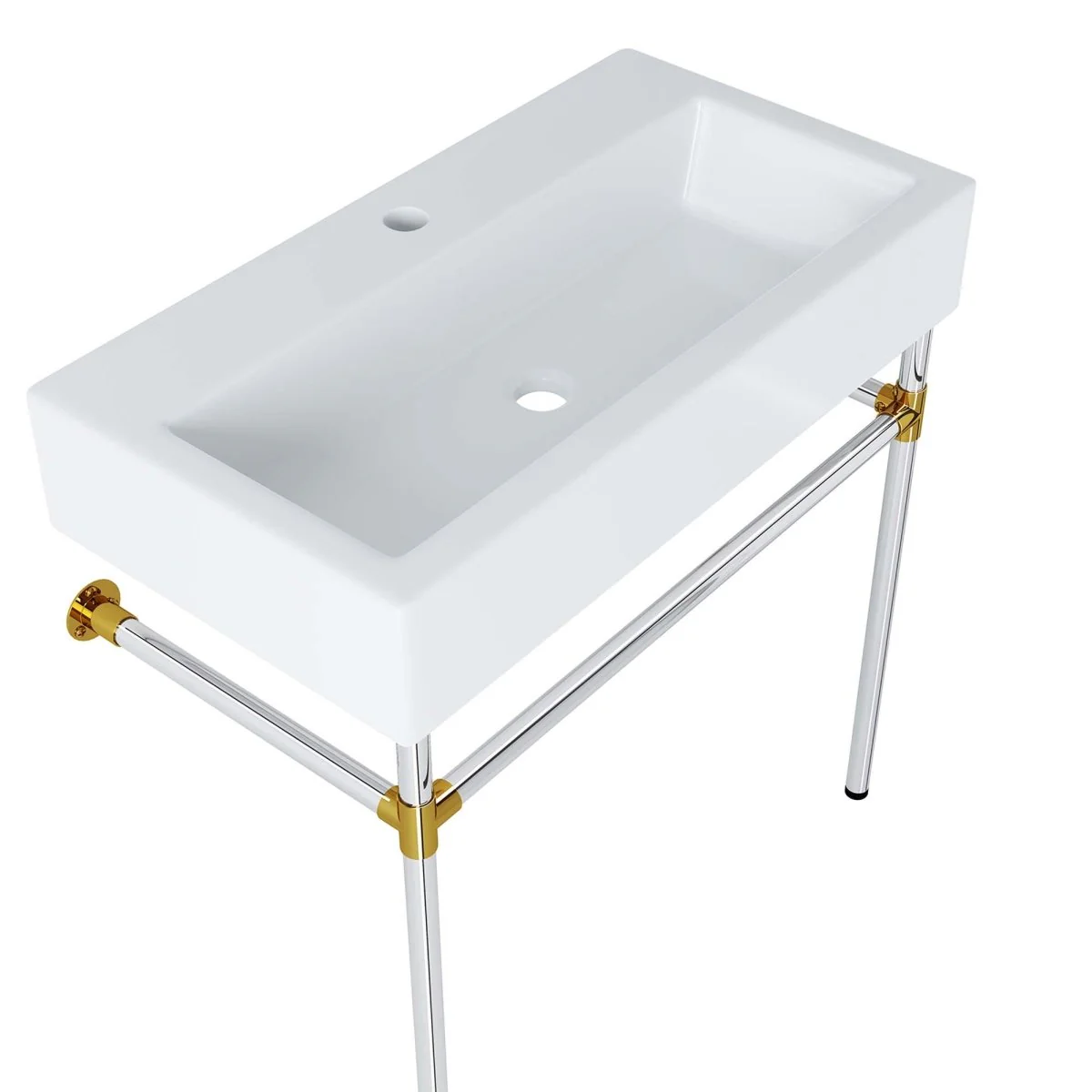 Wall-Mount Bathroom Vanity with Sink — Stainless Steel and Acrylic Construction - Image 46