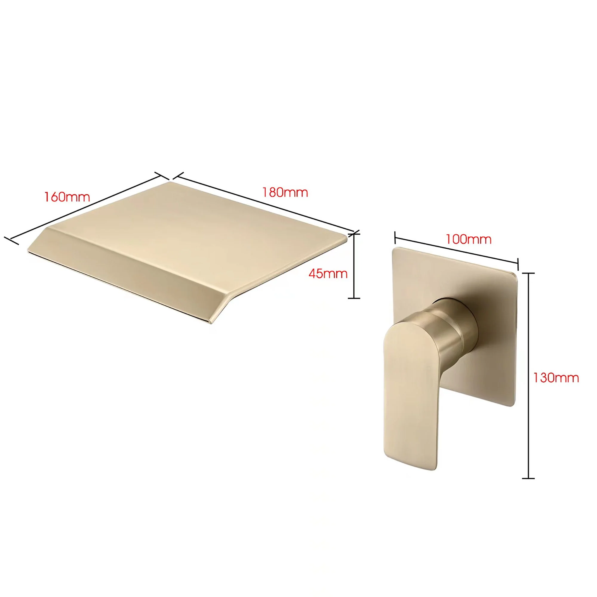 Wall Mount Bathtub Faucet With Waterfall Tub Spout And Single Handle Stainless Steel - Image 5