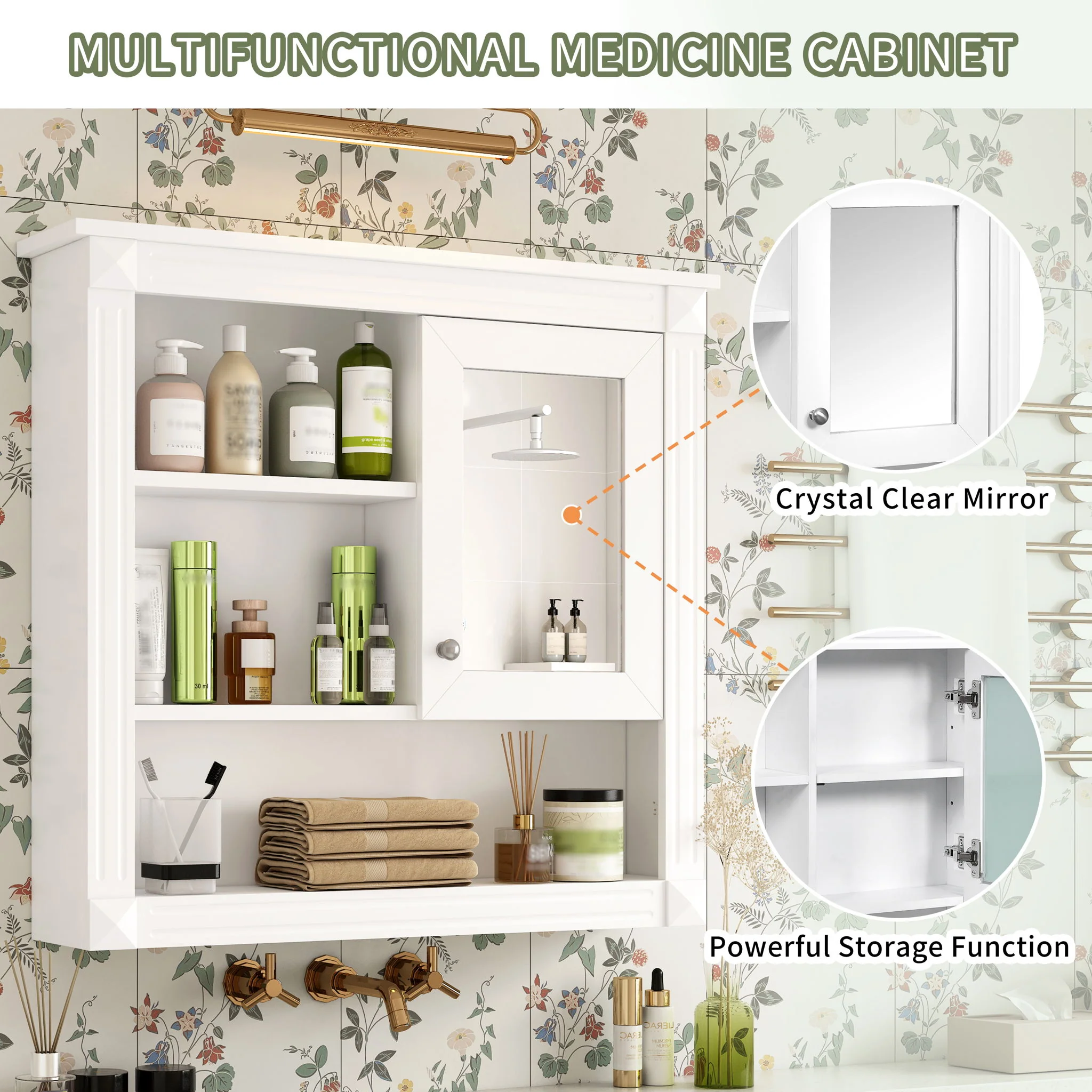Wall-Mounted Bathroom Cabinet With Mirror And Adjustable Shelves - Image 13