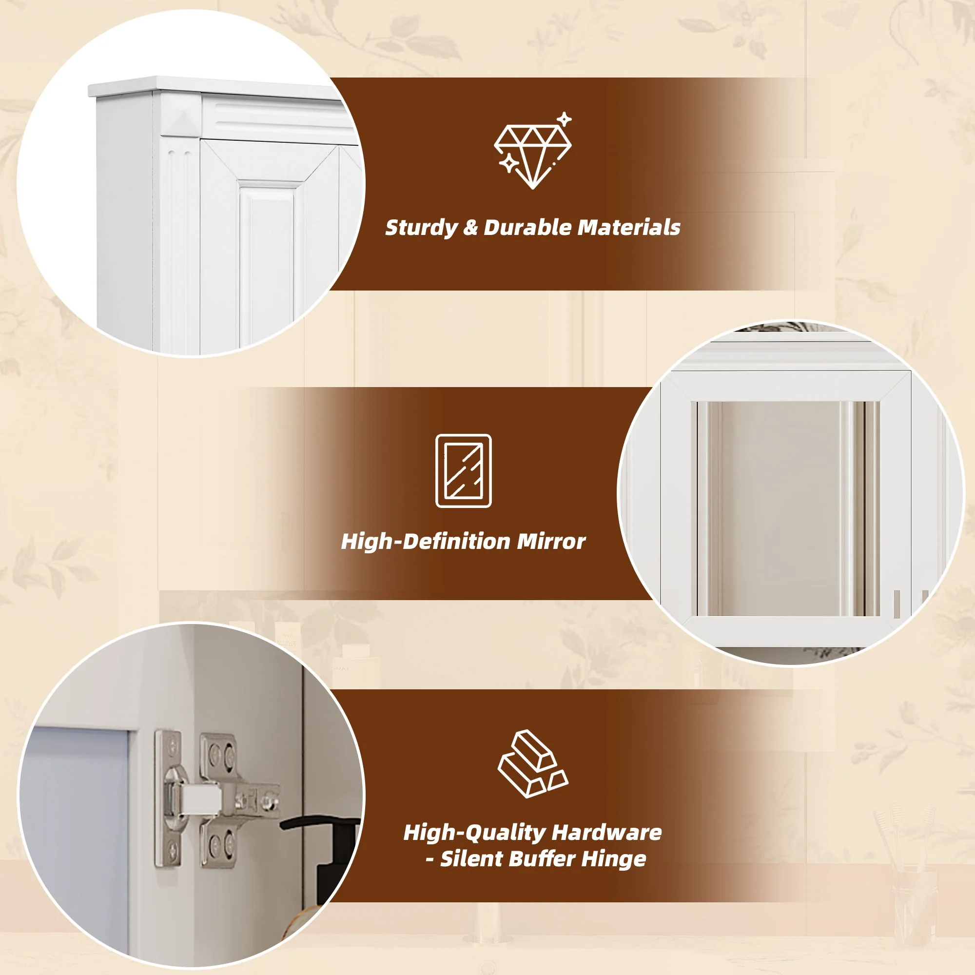 Wall-Mounted Bathroom Cabinet With Mirror And Open Shelf - White - Image 5