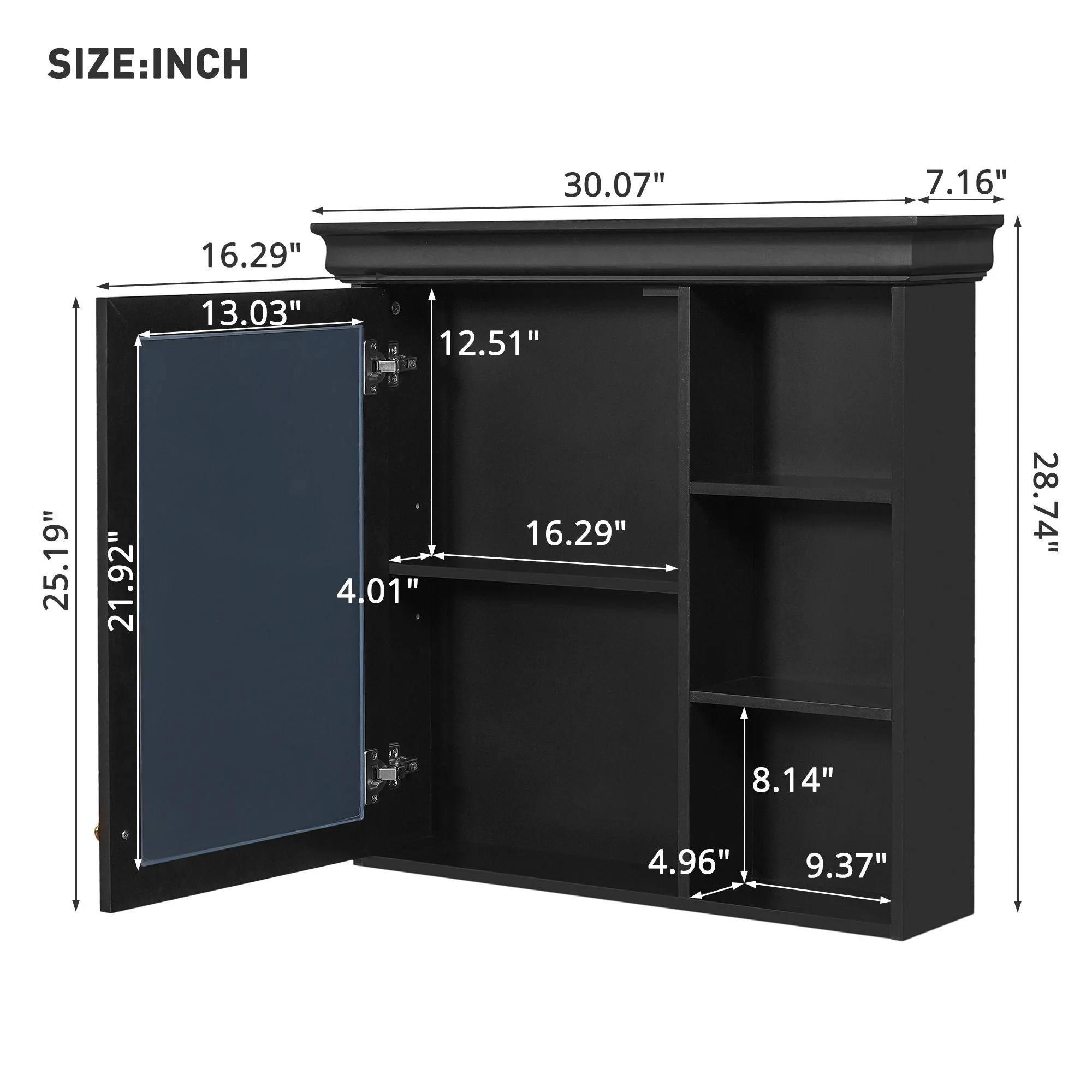 Wall Mounted Bathroom Medicine Cabinet With Mirror And Adjustable Storage With Soft Close Hinges - Image 11