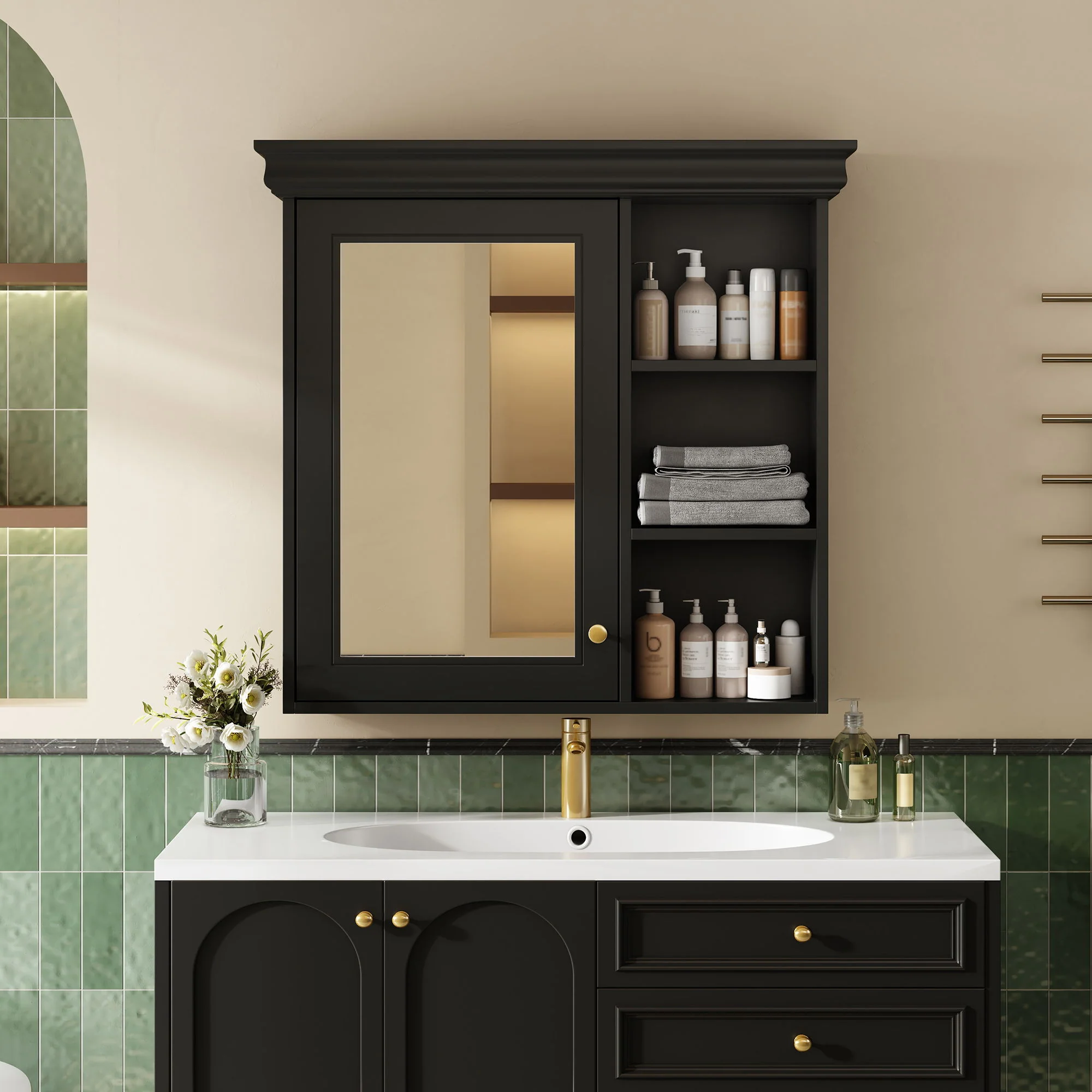 Wall Mounted Bathroom Medicine Cabinet With Mirror And Adjustable Storage With Soft Close Hinges - Image 22