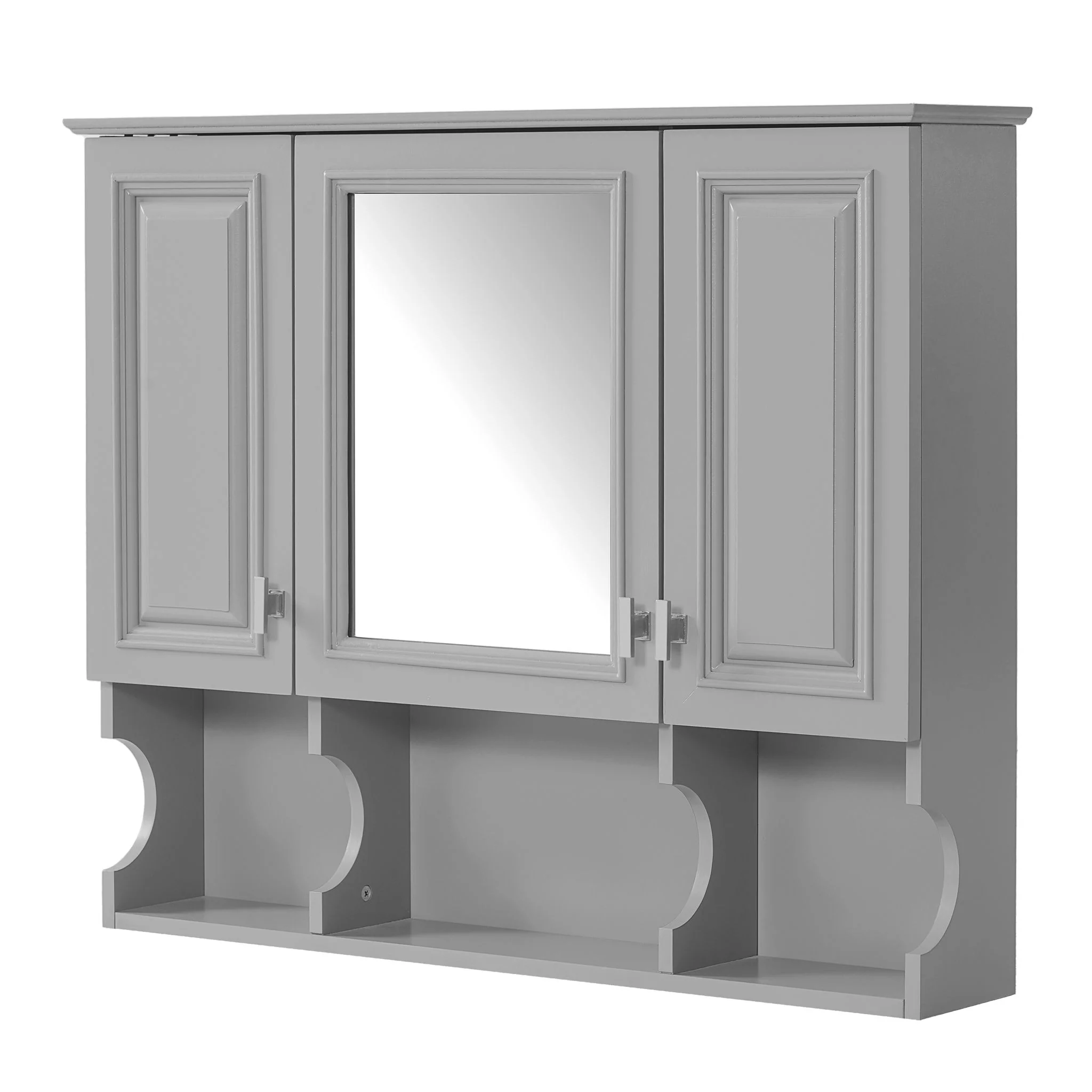 Wall Mounted Bathroom Medicine Wall Cabinet With Mirror & Open Shelves - Image 2