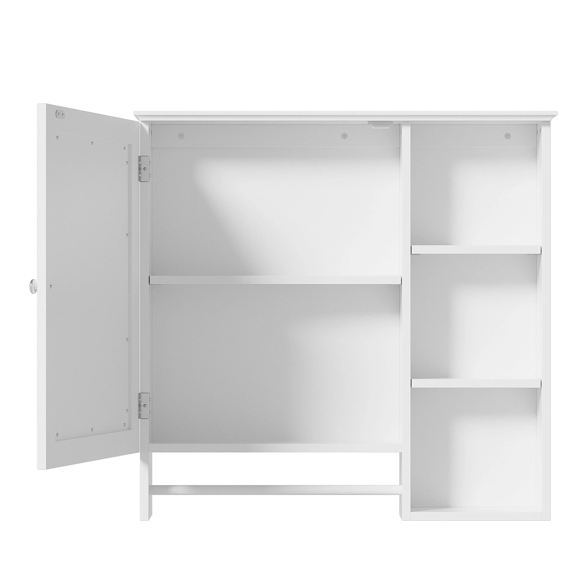 Wall Mounted Bathroom Storage Cabinet, Medicine Cabinets With Large Mirror Door, Adjustable Shelves And Three Open Storage Levels(Not Include Bathroom Vanity) - Image 4