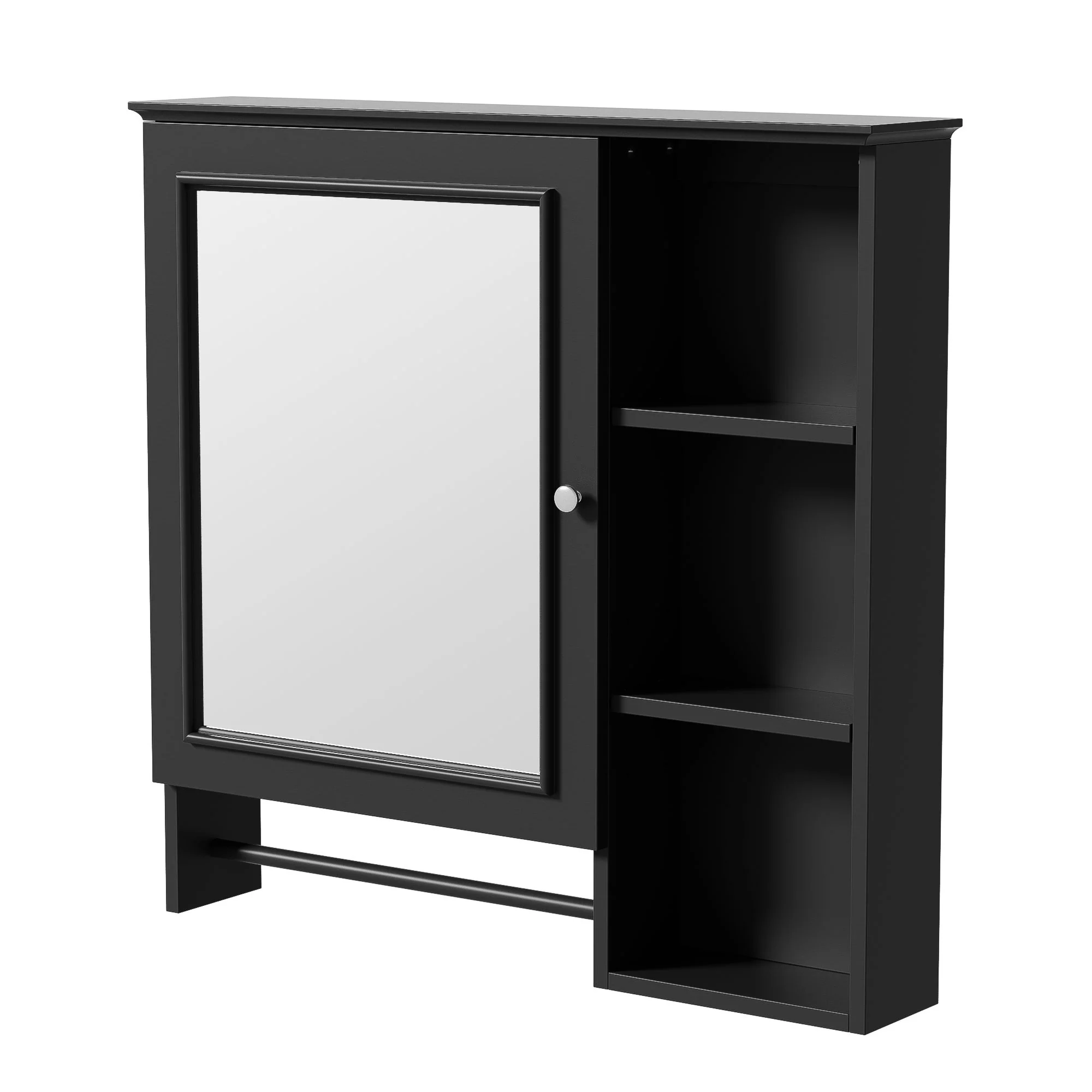 Wall Mounted Bathroom Storage Cabinet, Medicine Cabinets With Large Mirror Door, Adjustable Shelves And Three Open Storage Levels(Not Include Bathroom Vanity) - Image 6