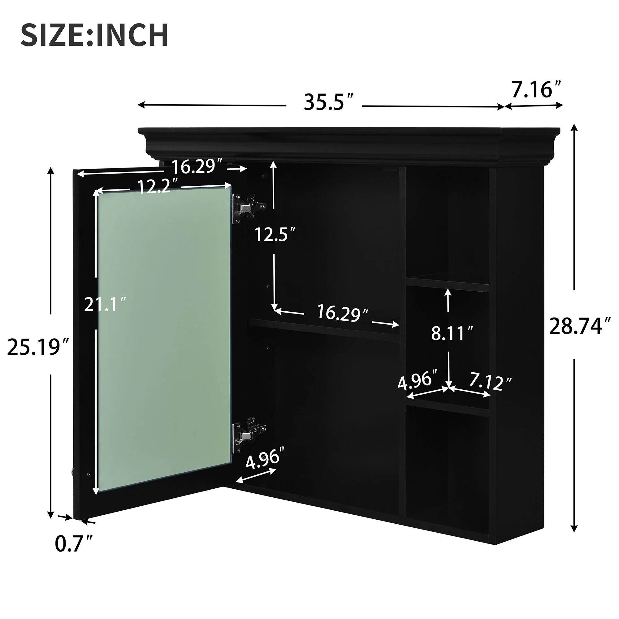 Wall Mounted Bathroom Storage Cabinet With Mirror Door - Image 16