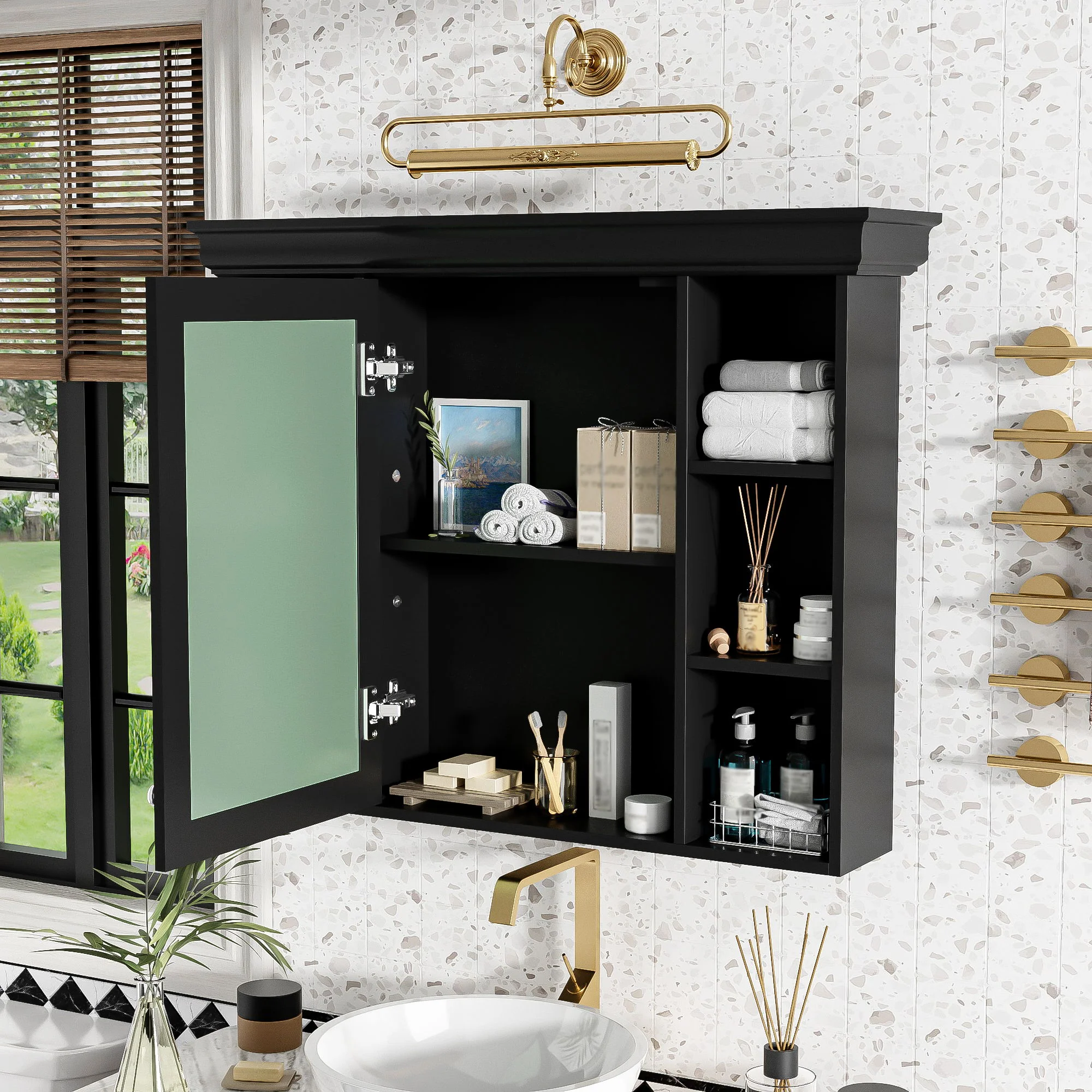 Wall Mounted Bathroom Storage Cabinet With Mirror Door - Image 21
