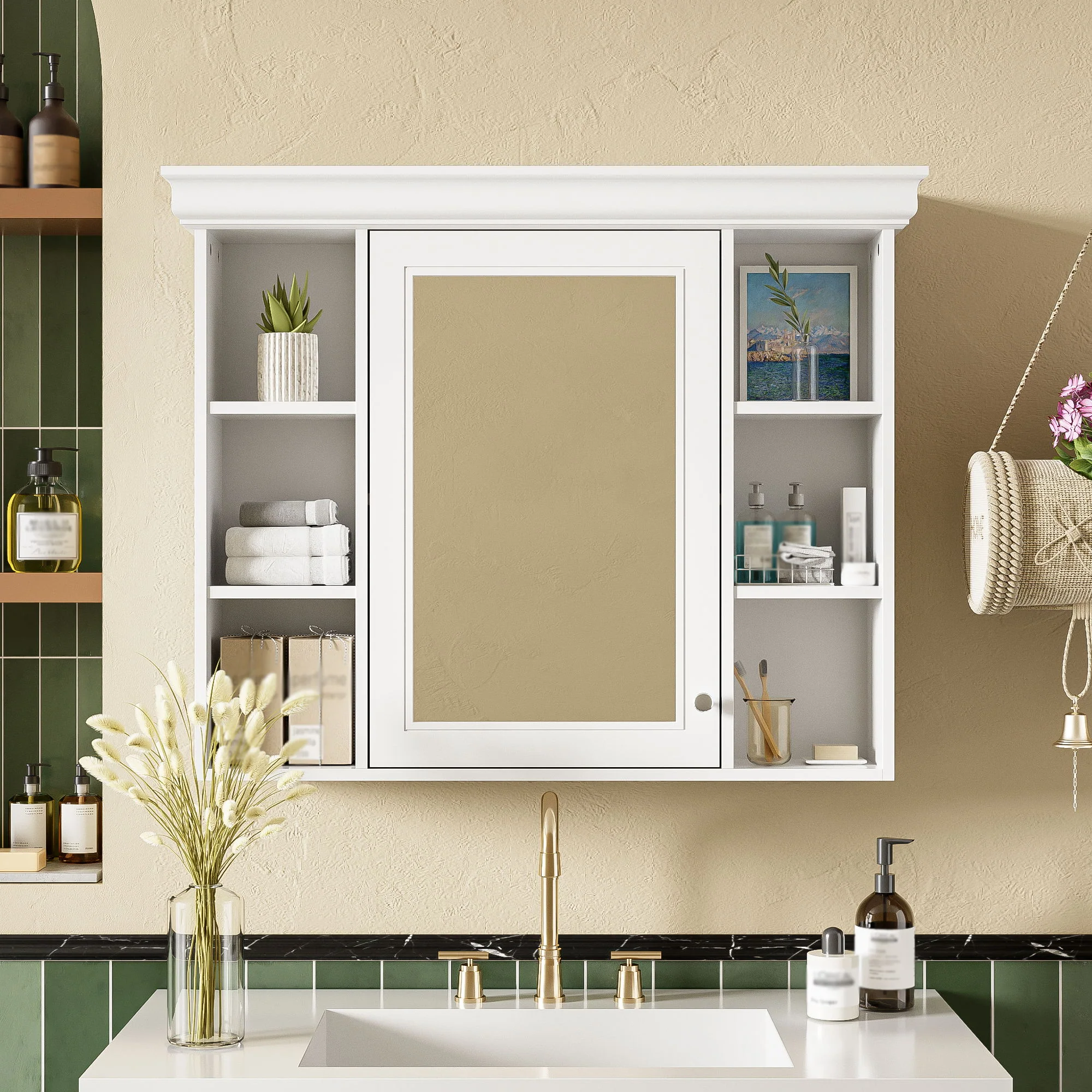 Wall Mounted Bathroom Storage Cabinet With Mirror Door - Image 23