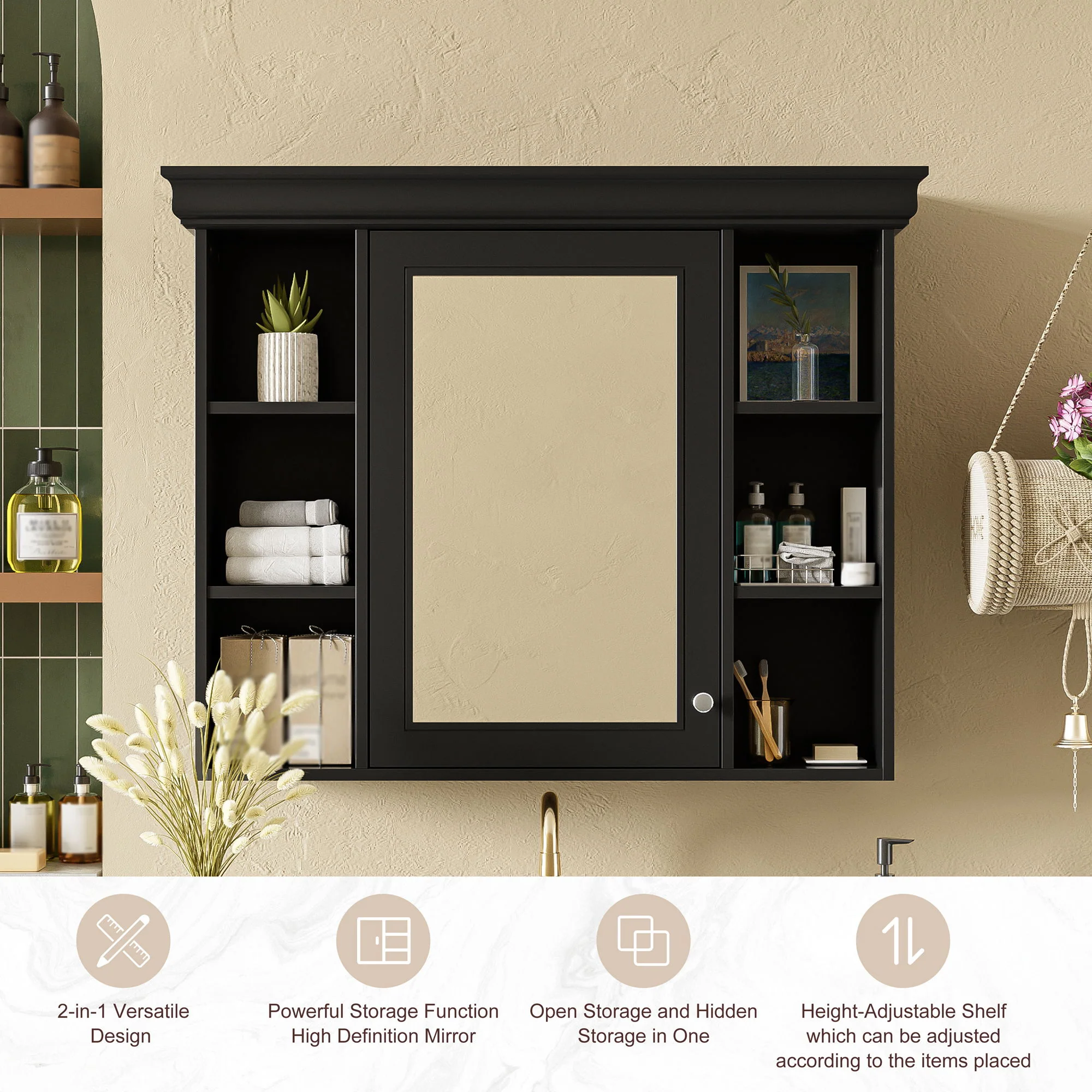 Wall Mounted Bathroom Storage Cabinet With Mirror Door - Image 6