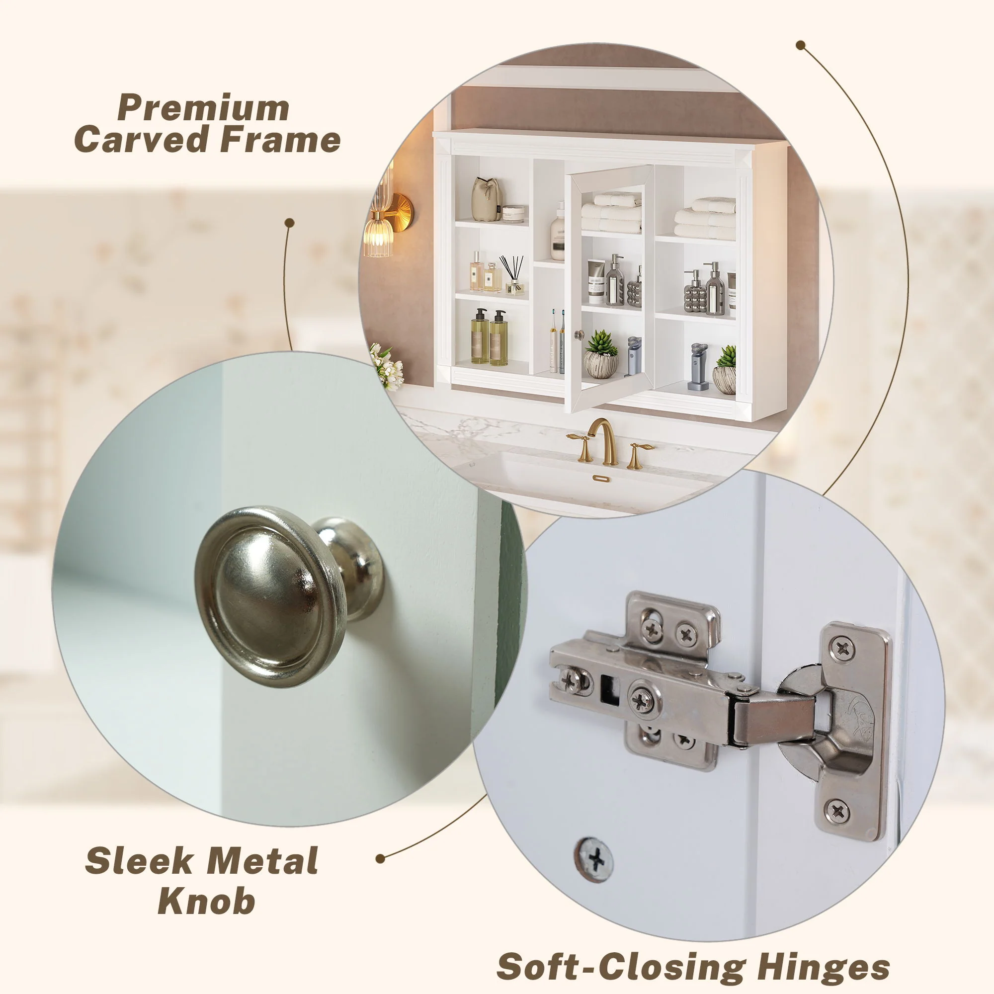 Wall Mounted Bathroom Storage Cabinet With Mirror, Medicine Cabinet With 6 Open Shelves And Adjustable Interior - White - Image 7