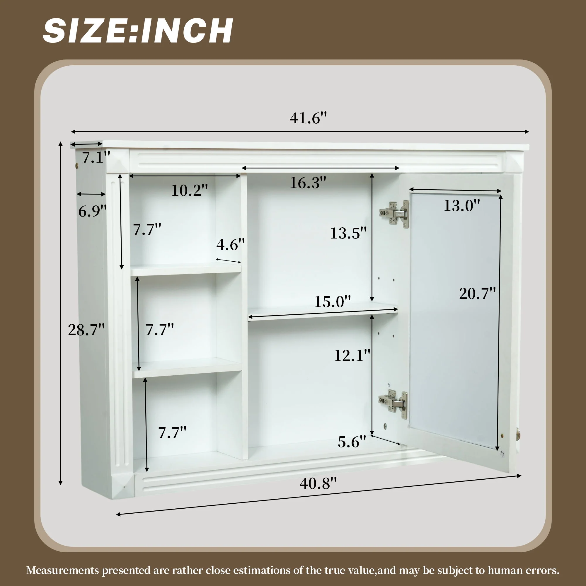 Wall Mounted Bathroom Storage Cabinet With Mirror, Medicine Cabinet With 6 Open Shelves And Adjustable Interior - White - Image 8