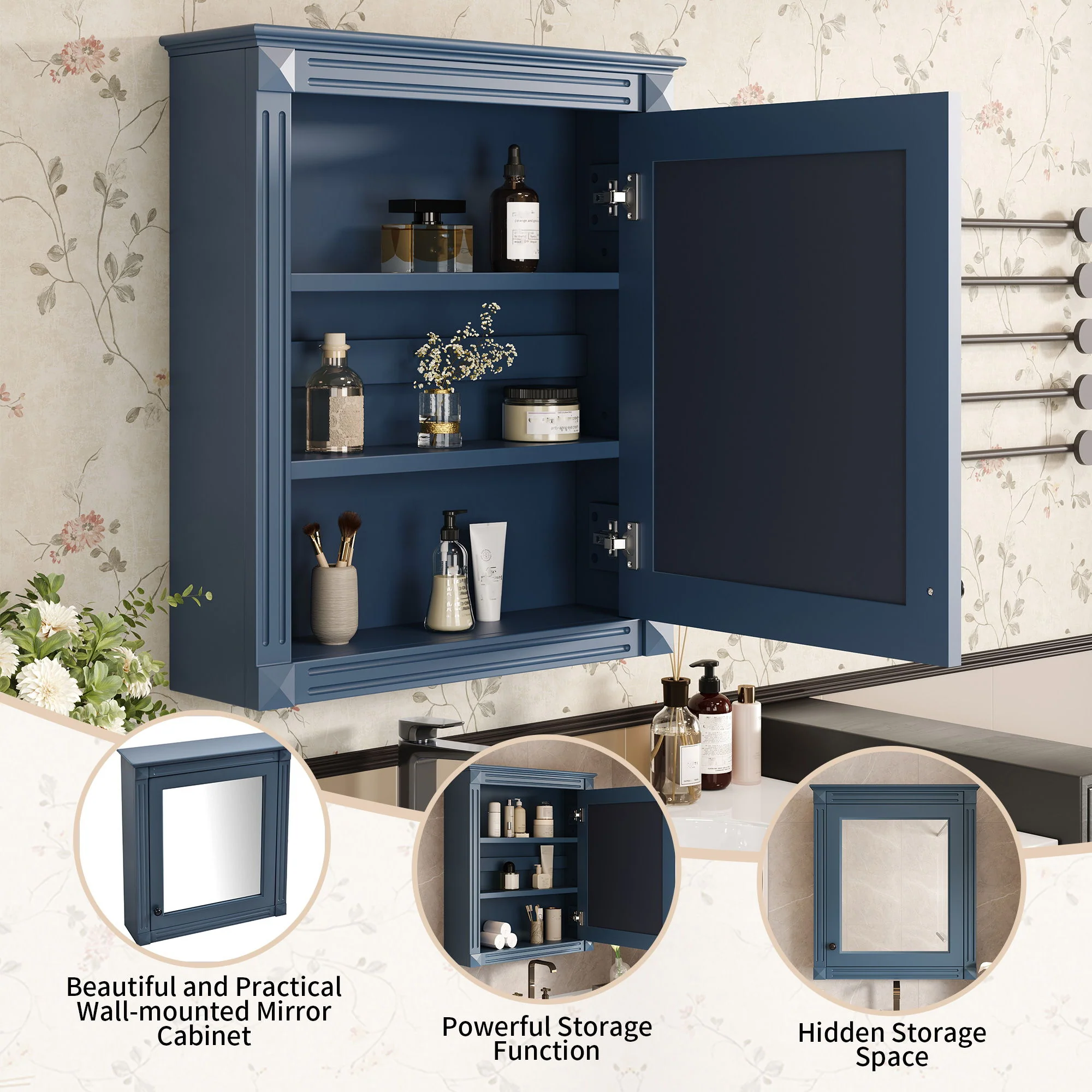 Wall Mounted Bathroom Storage Cabinet With Mirror, Medicine Cabinet With Height Adjustable Shelf - Image 16