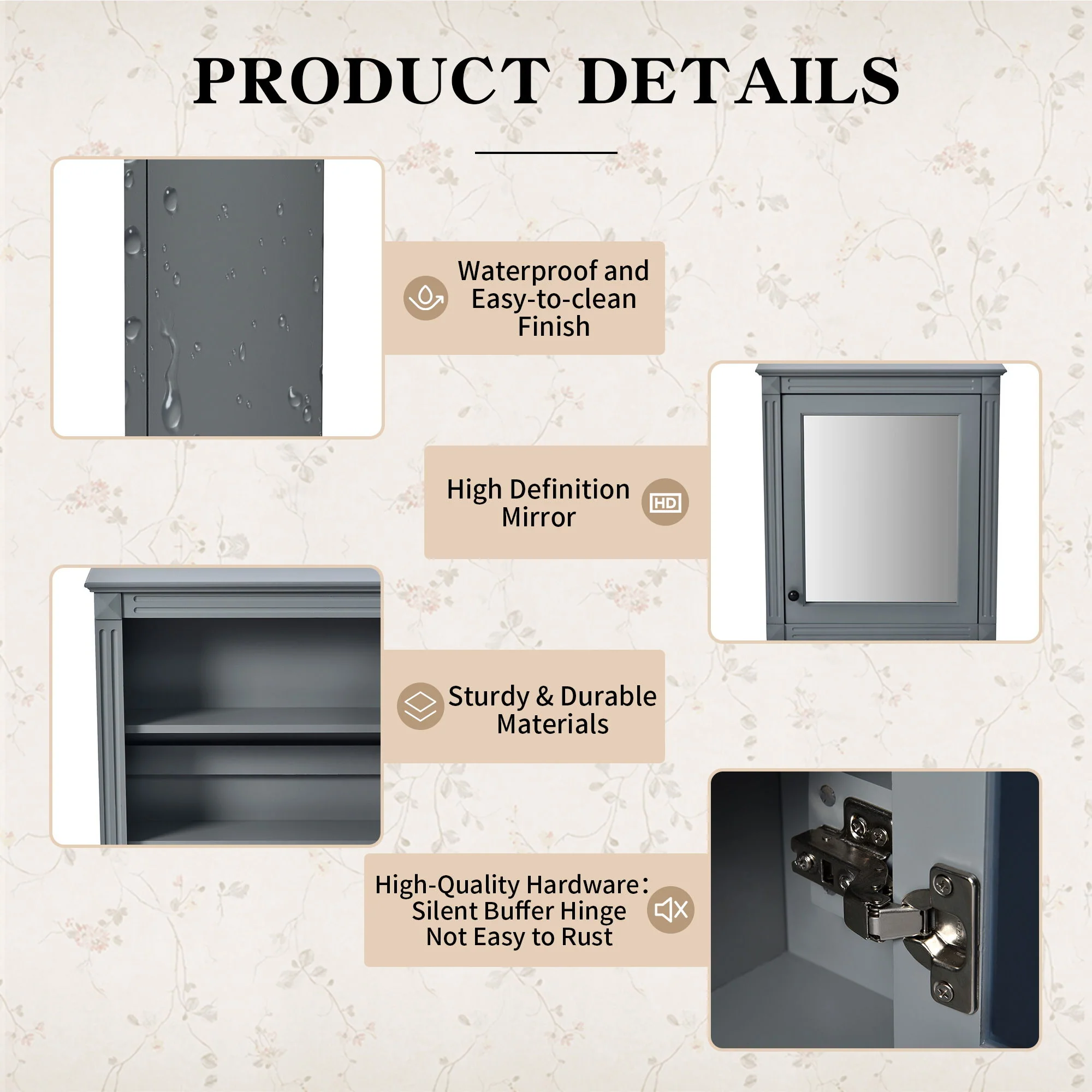 Wall Mounted Bathroom Storage Cabinet With Mirror, Medicine Cabinet With Height Adjustable Shelf - Image 19