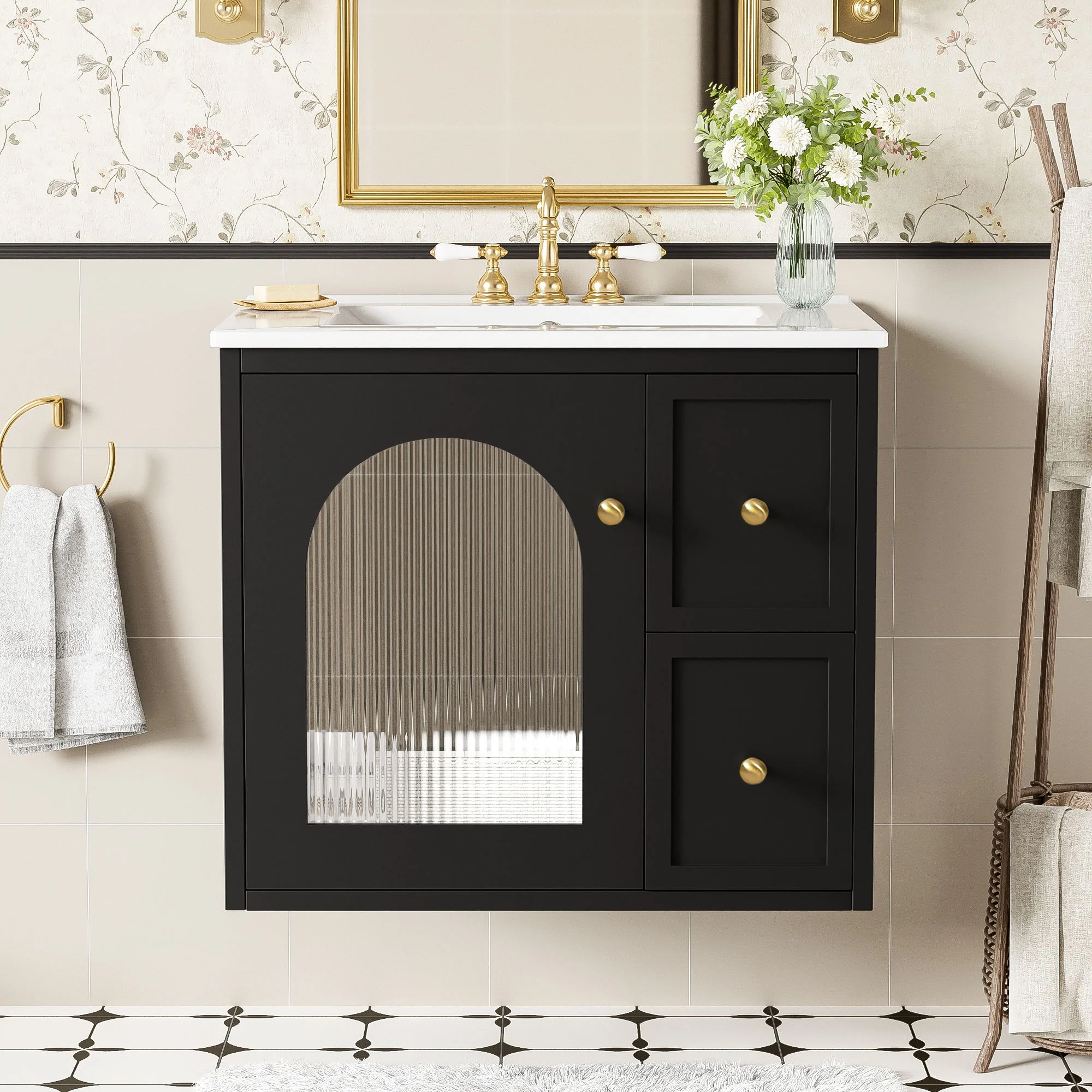 Wall-Mounted Bathroom Vanity Set With Sink, 2 Drawers And Soft-Close Door - Image 5