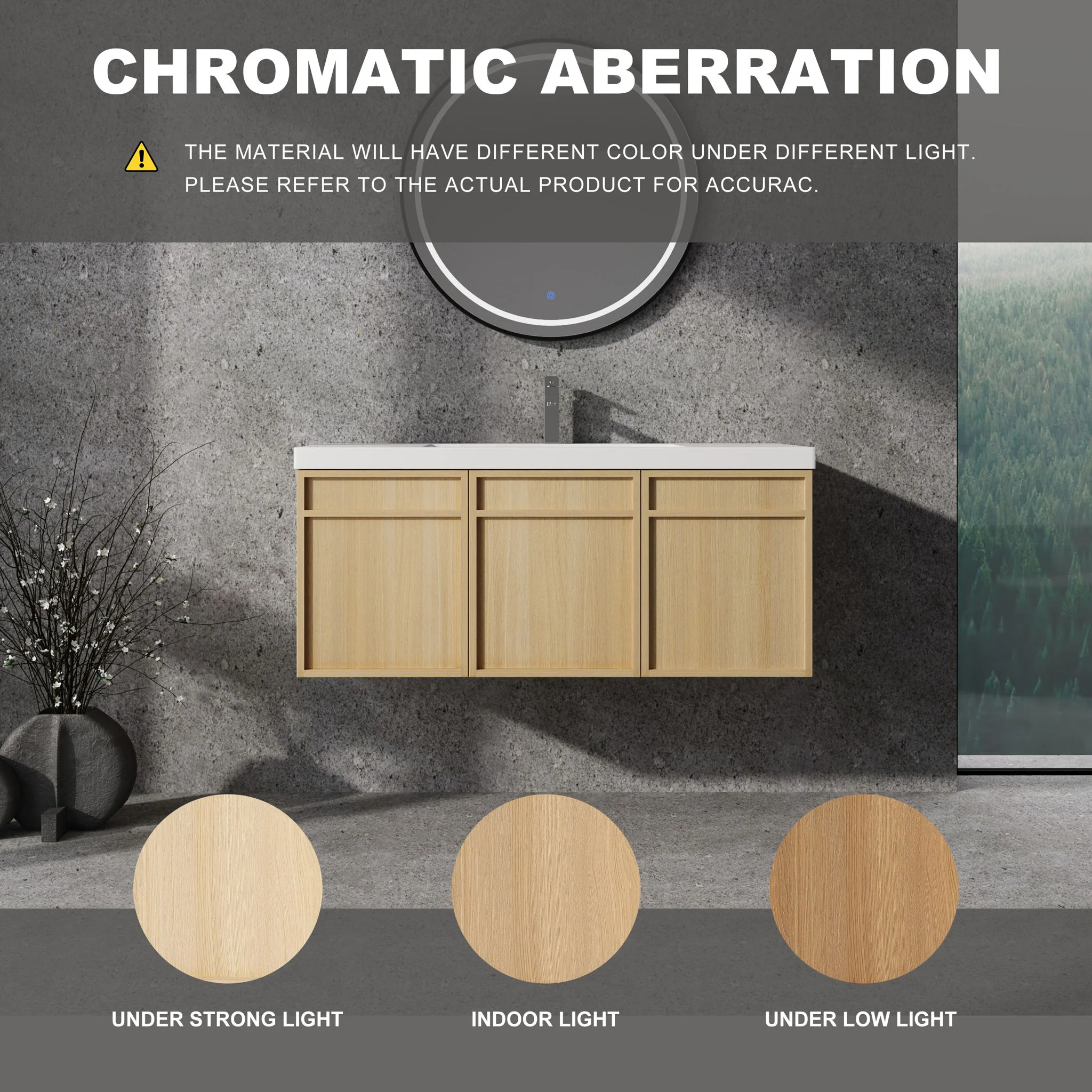 Wall-Mounted Bathroom Vanity With Resin Sink And Soft Closing Doors - Image 5