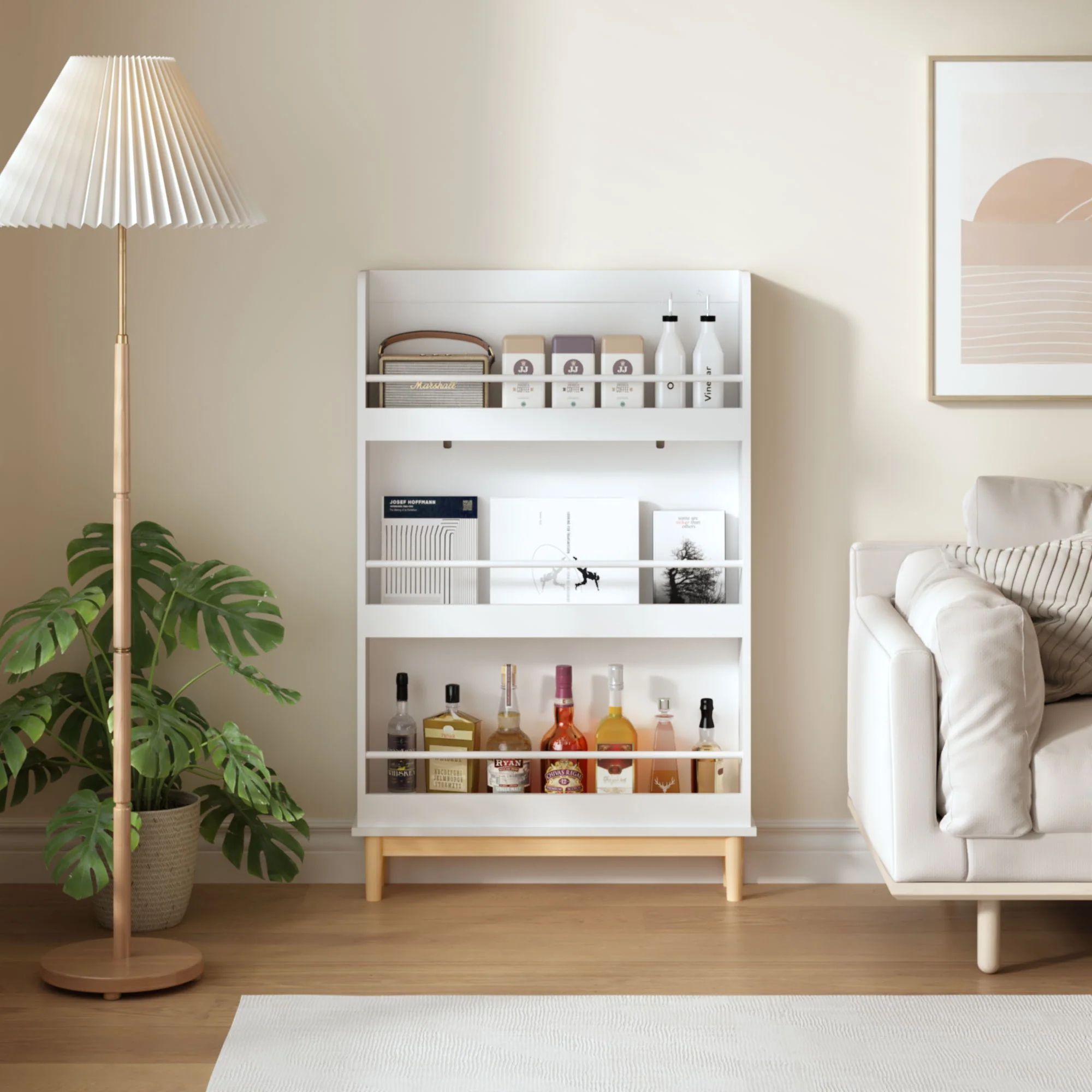 Wall Mounted Bookshelf, 3 Front Facing Display Shelves For Toddler Bedroom - White - Image 9