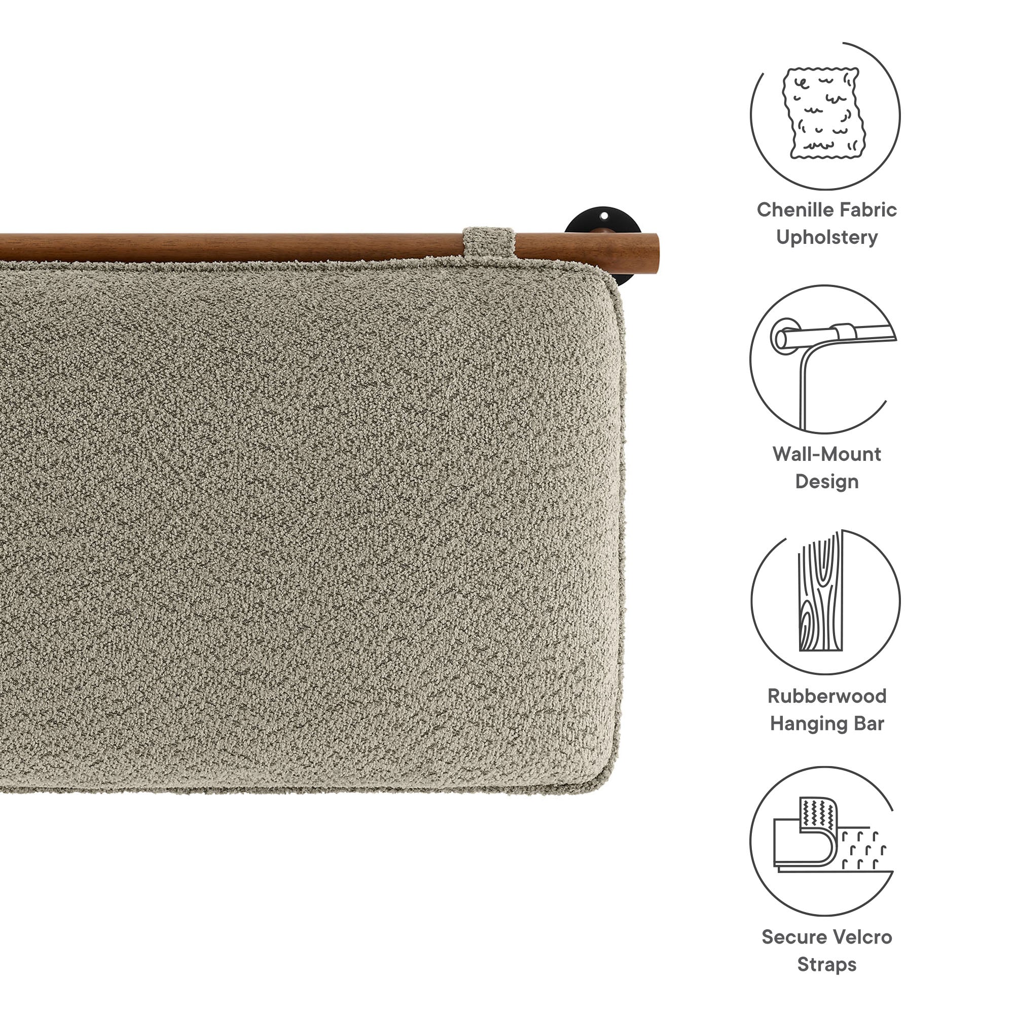 Wall-Mounted Chenille Upholstered Headboard Cushion - Image 12
