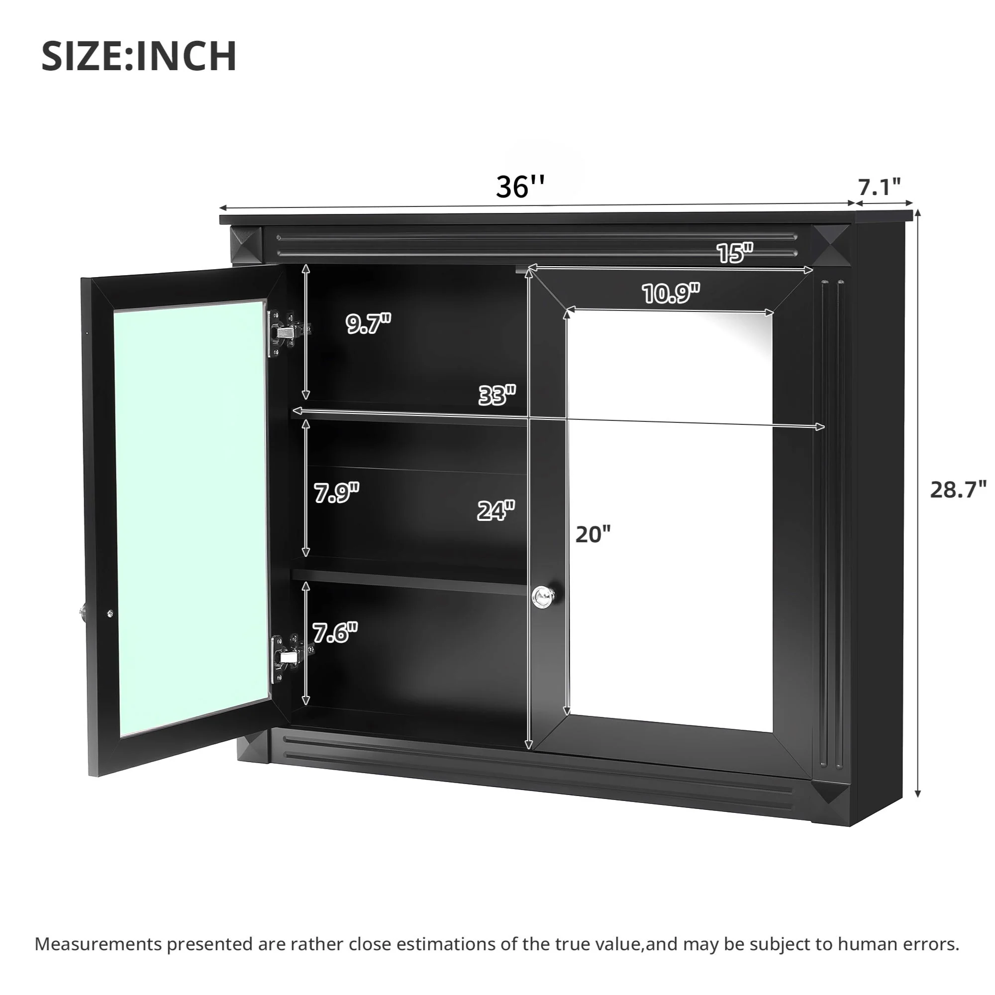 Wall-Mounted Medicine Cabinet With 2 Mirrors, Adjustable Shelves - Image 17