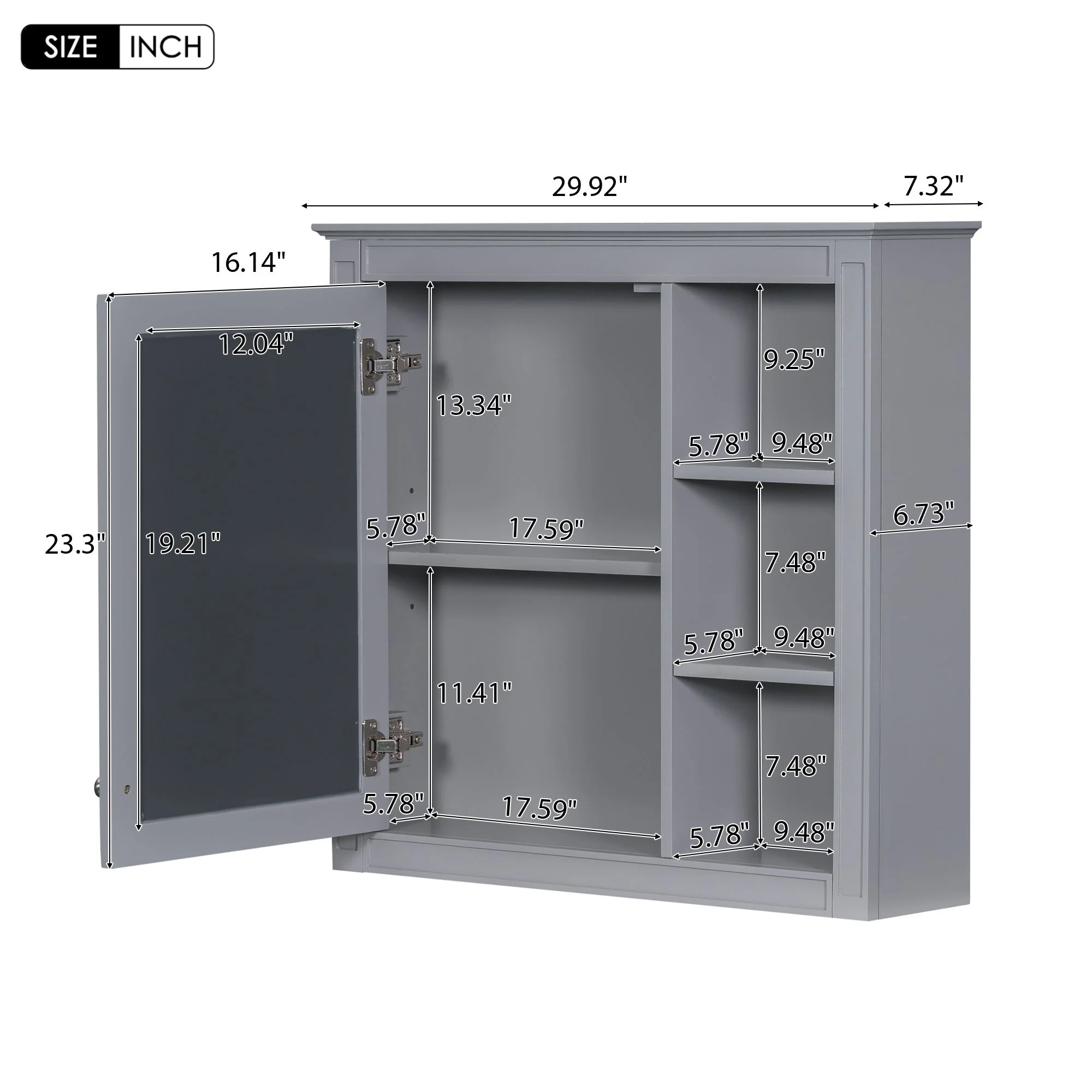 Wall Mounted Medicine Cabinet With Mirror And 3 Open Shelves - Image 14