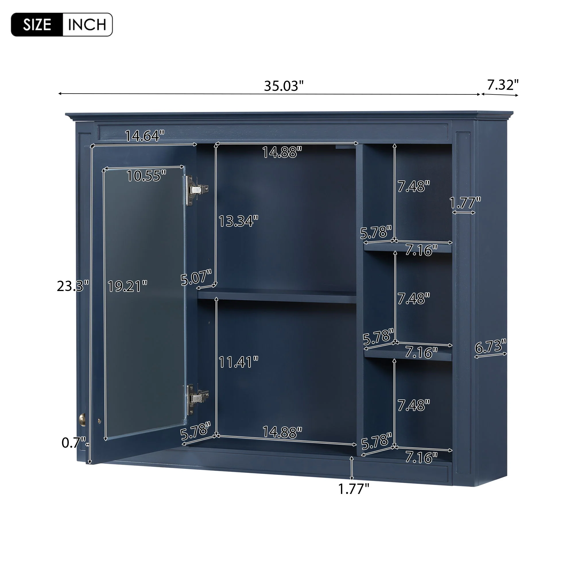 Wall Mounted Medicine Cabinet With Mirror, Storage Cabinet Featuring 6 Open Shelves And Adjustable Interior - Image 44
