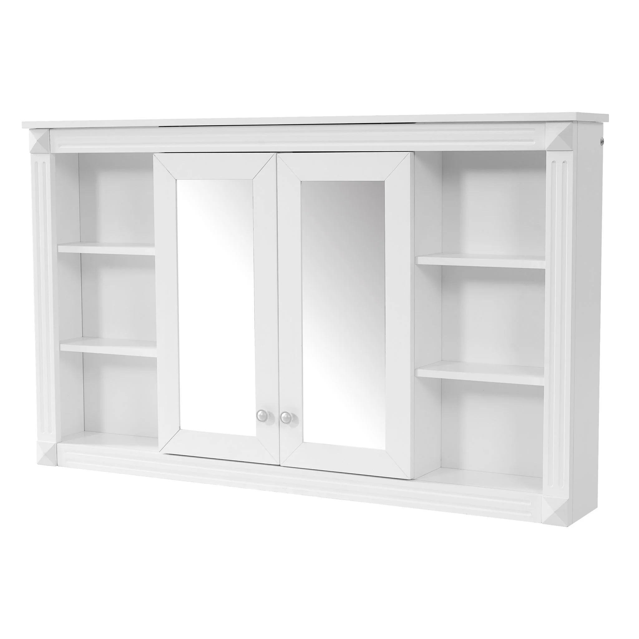 Wall-Mounted Mirror Cabinet With Adjustable Shelf And Open Shelves - Image 2