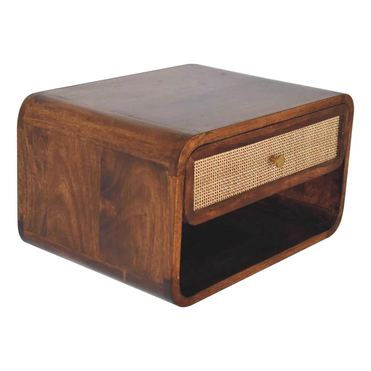 Wall Mounted Open Woven Bedside Table - Chestnut - Image 5