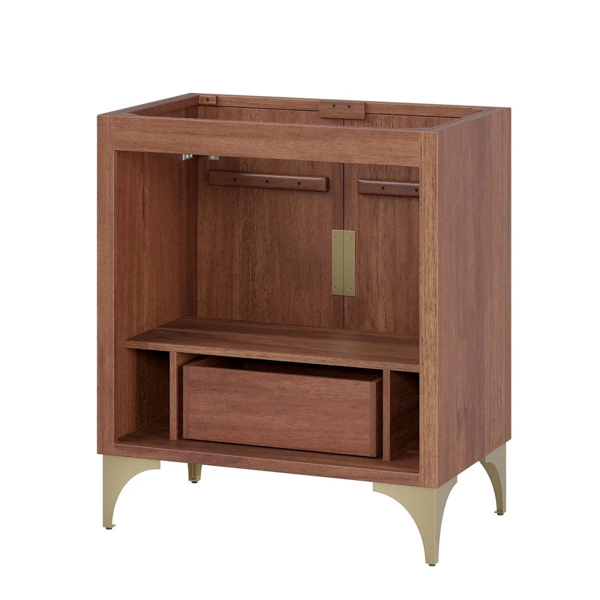 Walnut Mango Wood Modern Bathroom Vanity Cabinet with Drawers and Shelving - Image 23