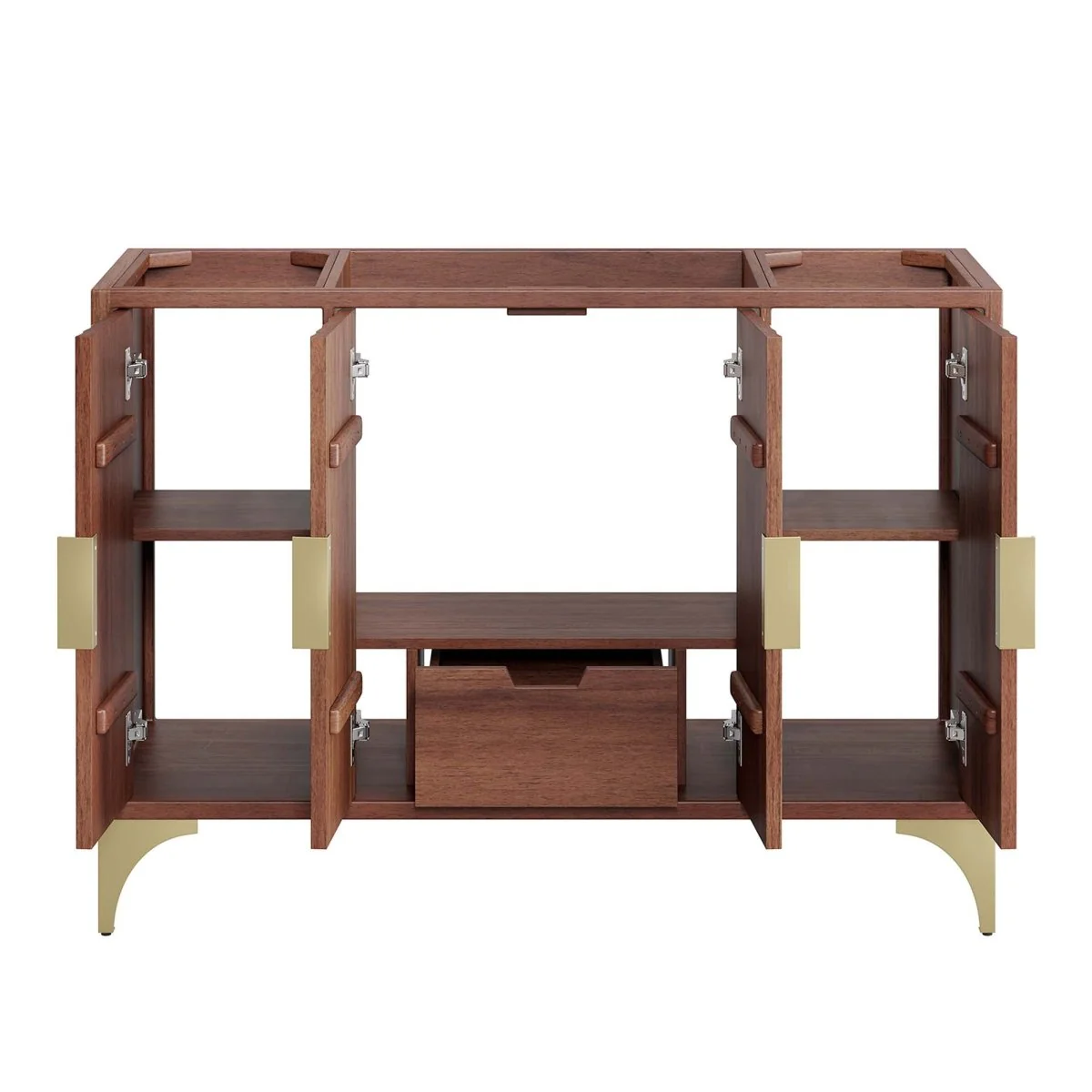 Walnut Mango Wood Modern Bathroom Vanity Cabinet with Drawers and Shelving - Image 42