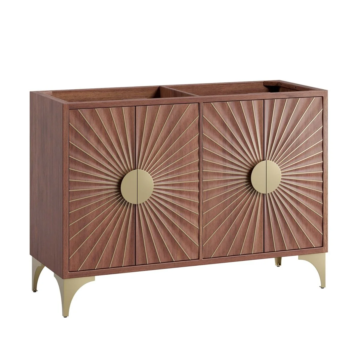 Walnut Mango Wood Modern Bathroom Vanity Cabinet with Drawers and Shelving - Image 46